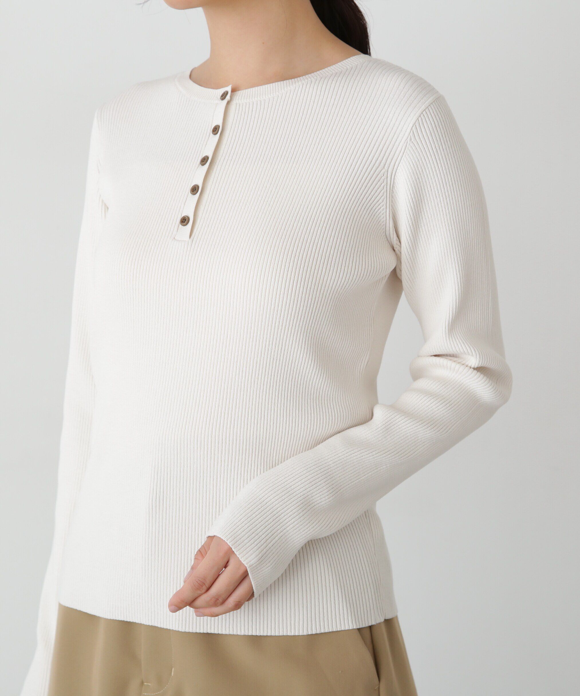  「ヘンリーネックプルオーバーニット」|ニット・セーター|