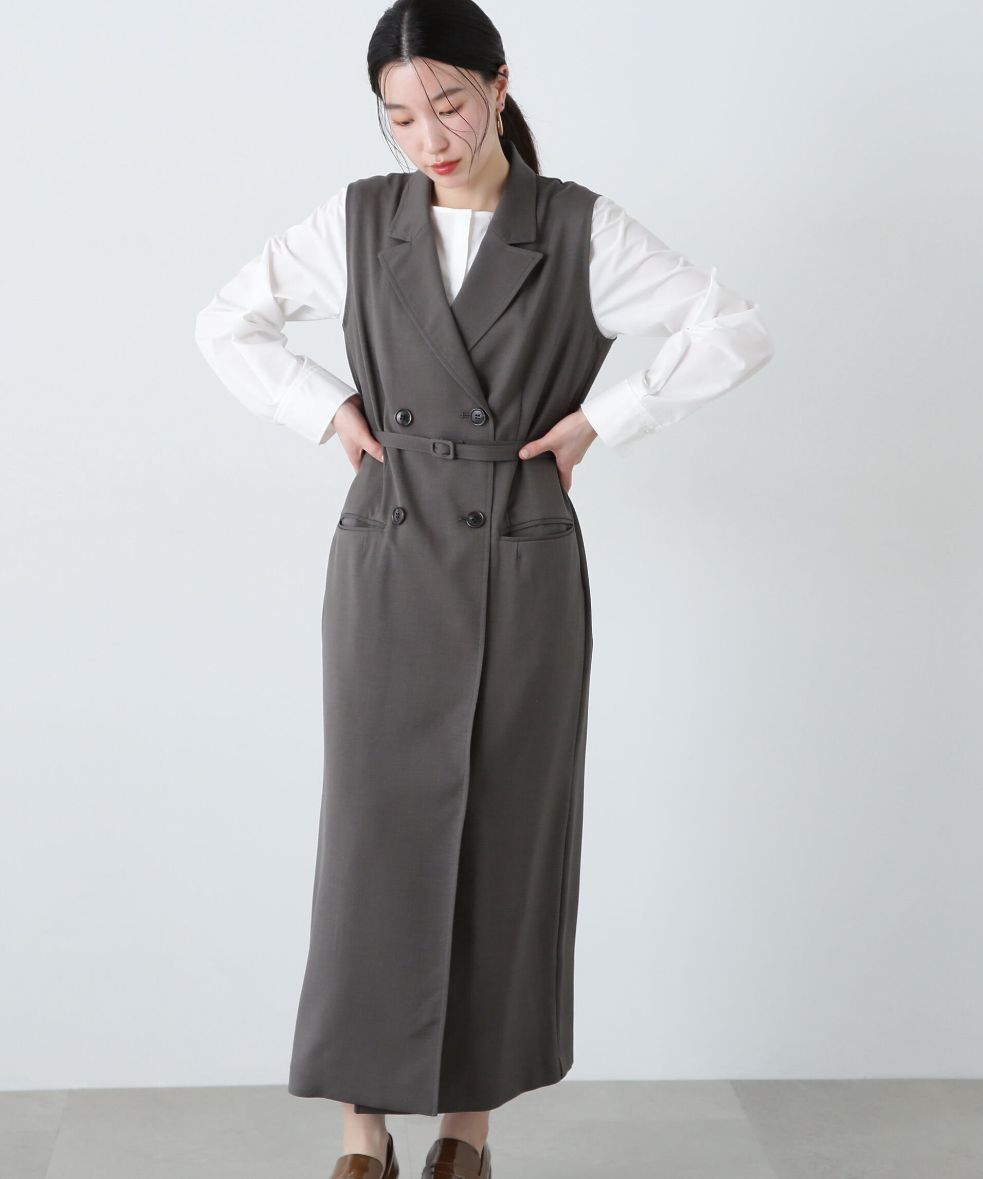  「ノースリーブトレンチワンピース」|ワンピース|