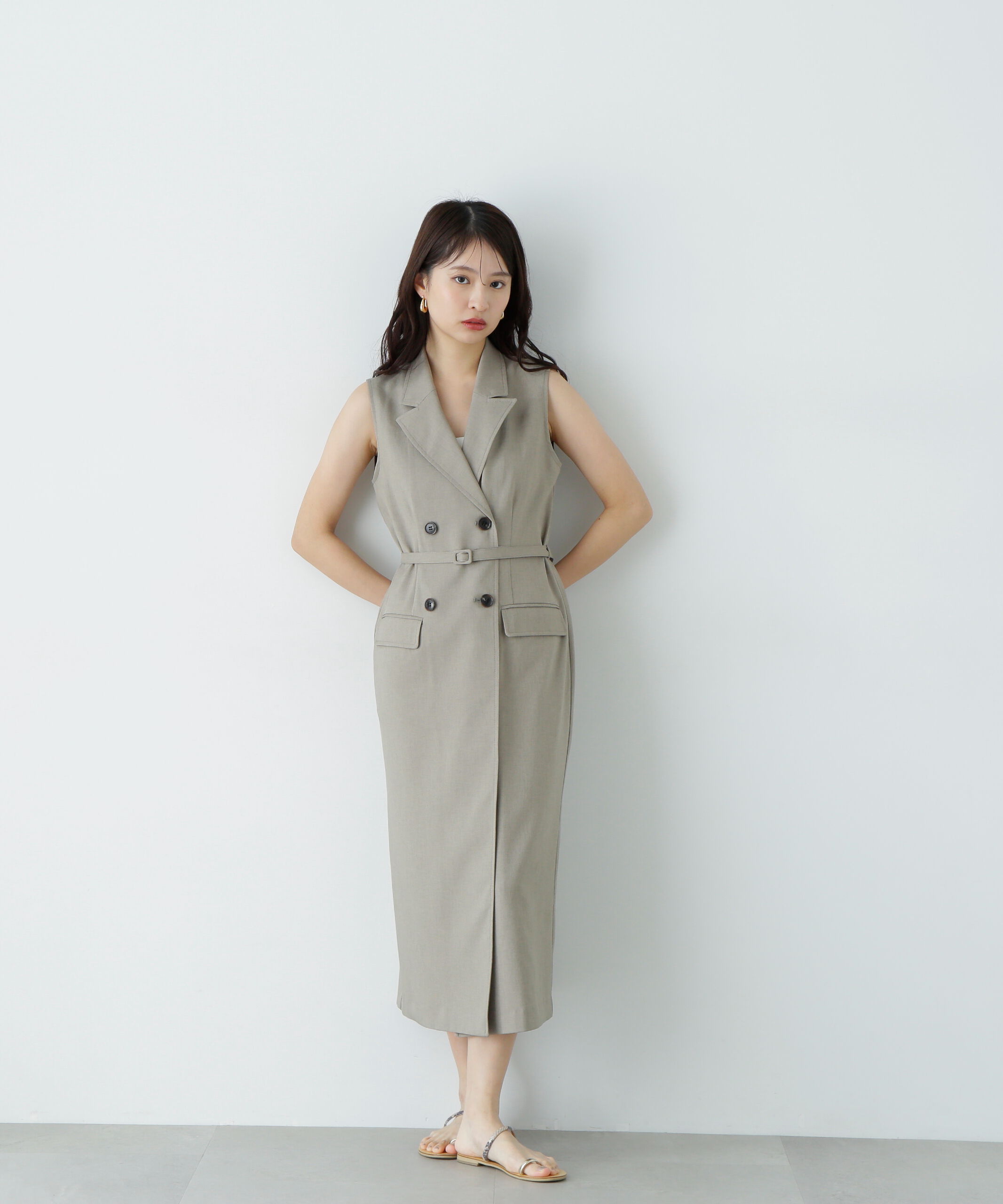  「ノースリーブトレンチワンピース」|ワンピース|