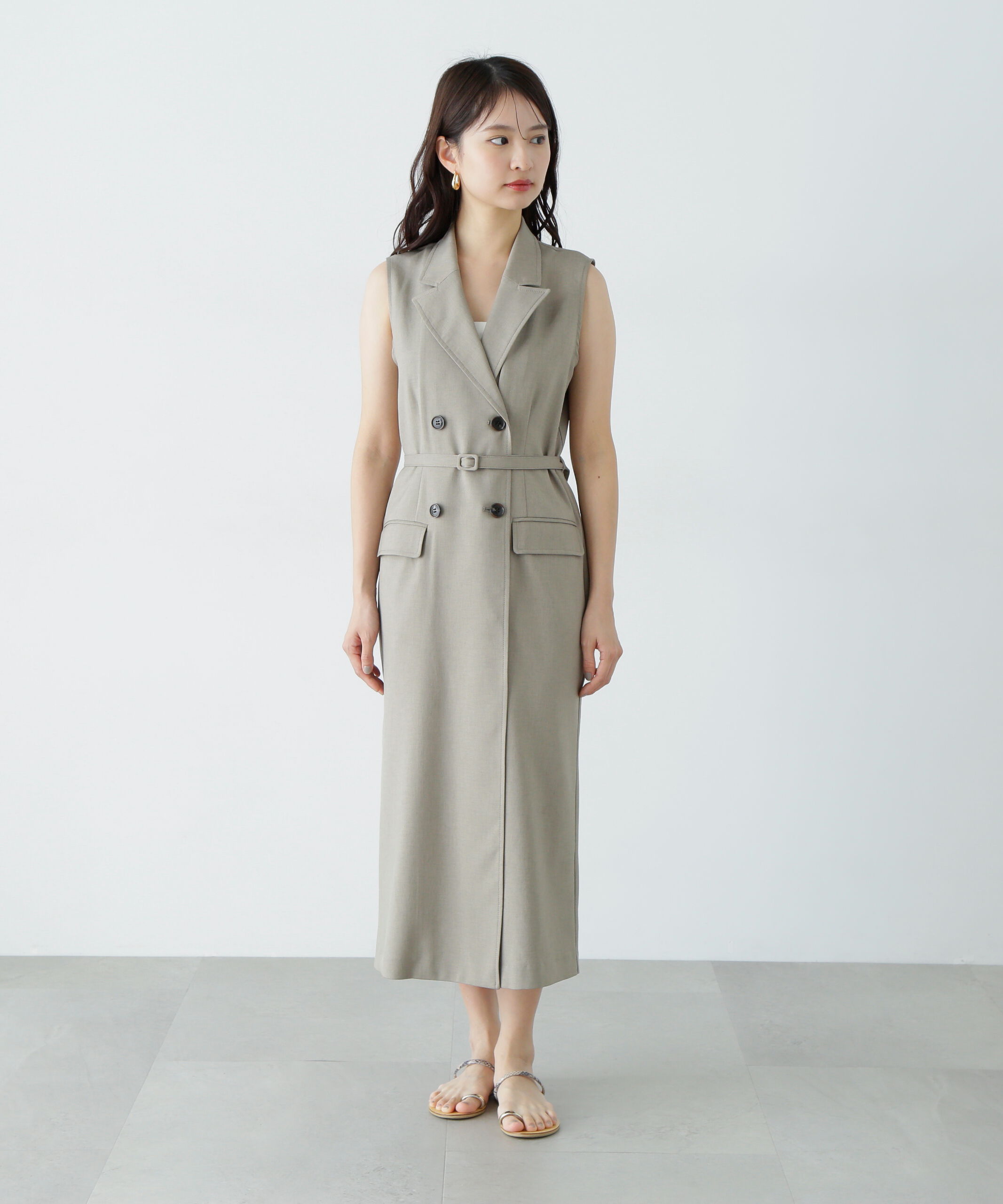  「ノースリーブトレンチワンピース」|ワンピース|