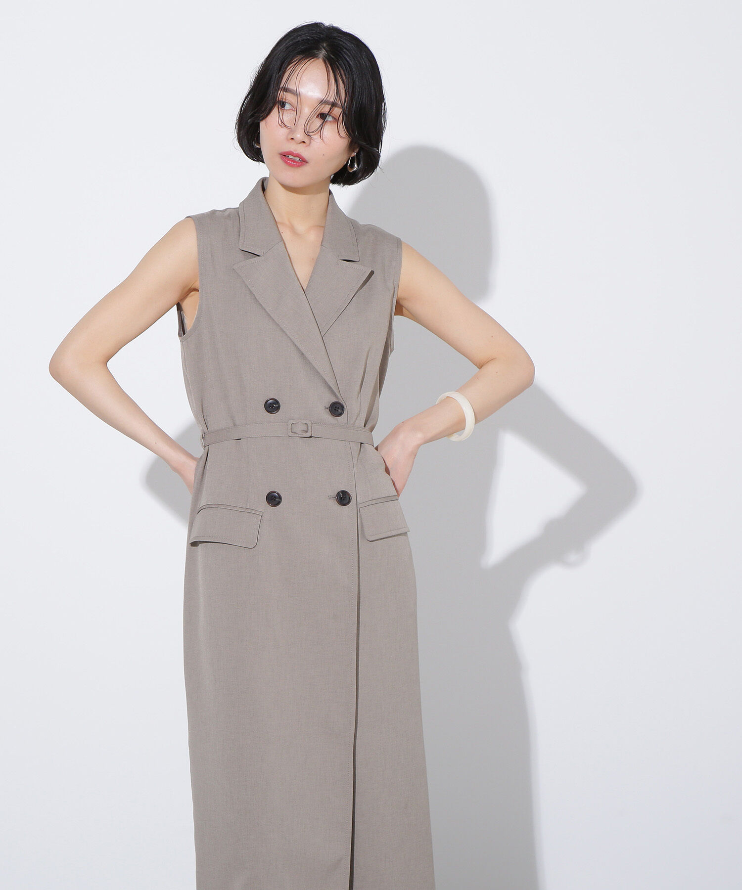  「ノースリーブトレンチワンピース」|ワンピース|