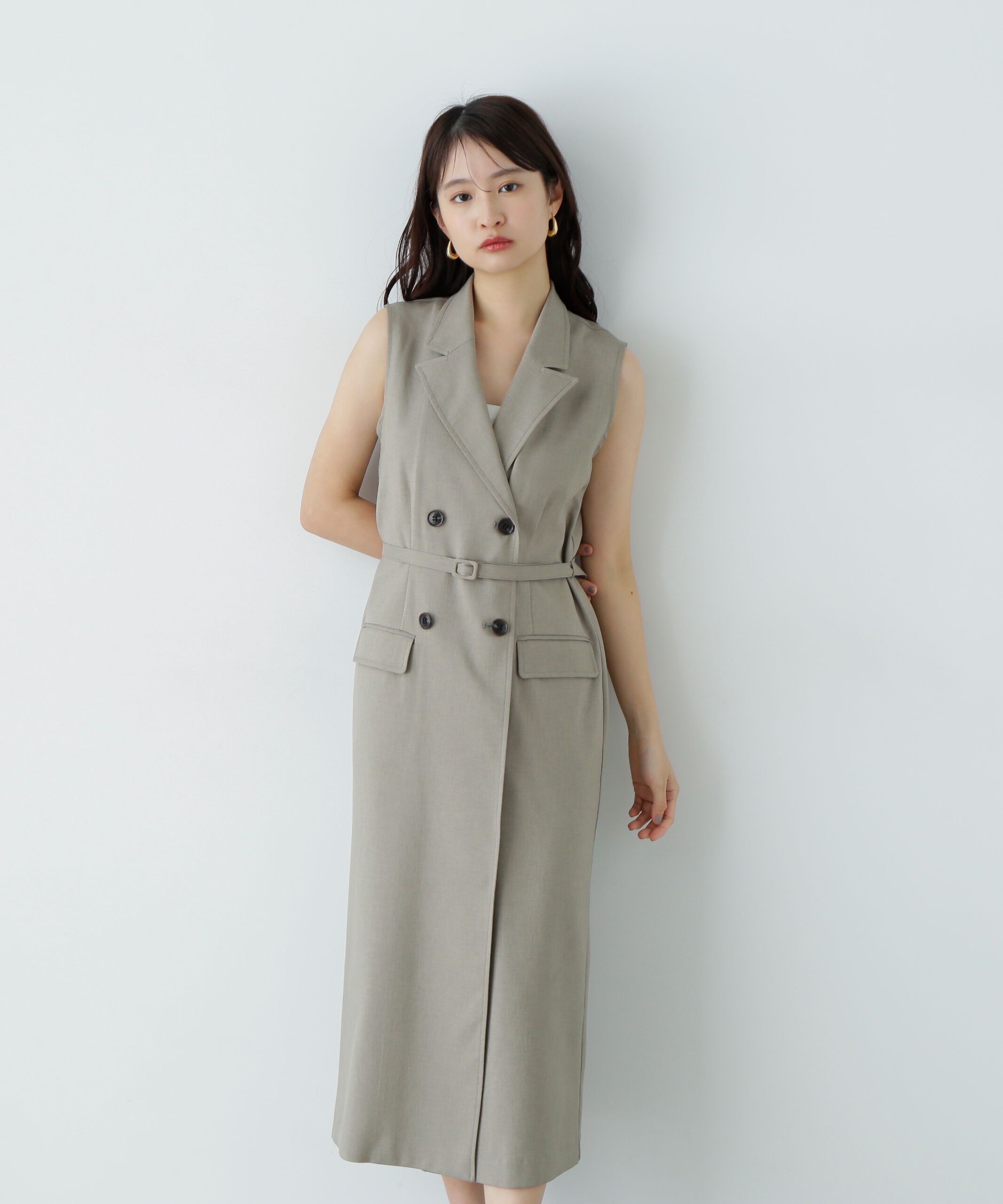  「ノースリーブトレンチワンピース」|ワンピース|