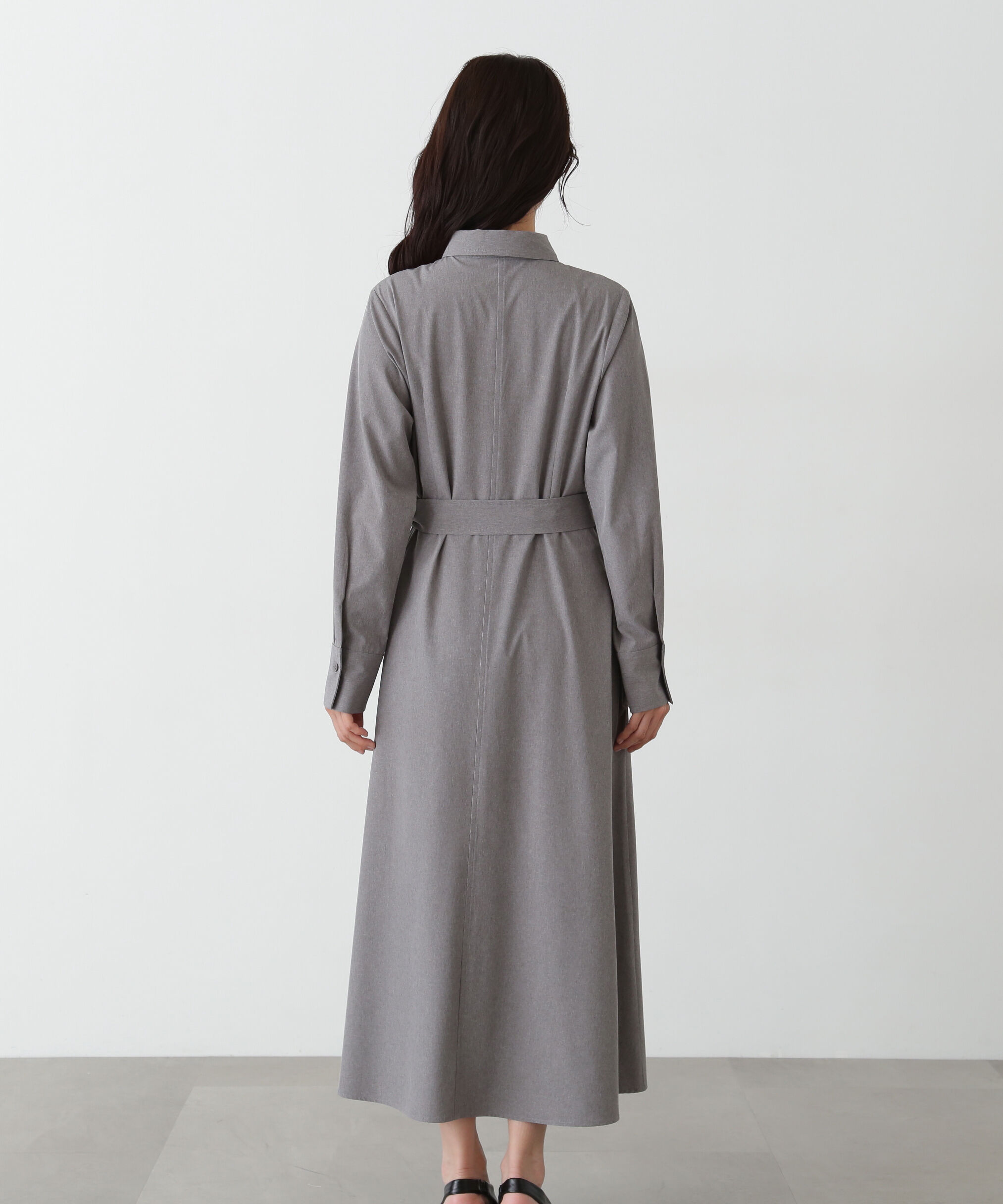  「リボンベルト付きシャツワンピース」|ワンピース|