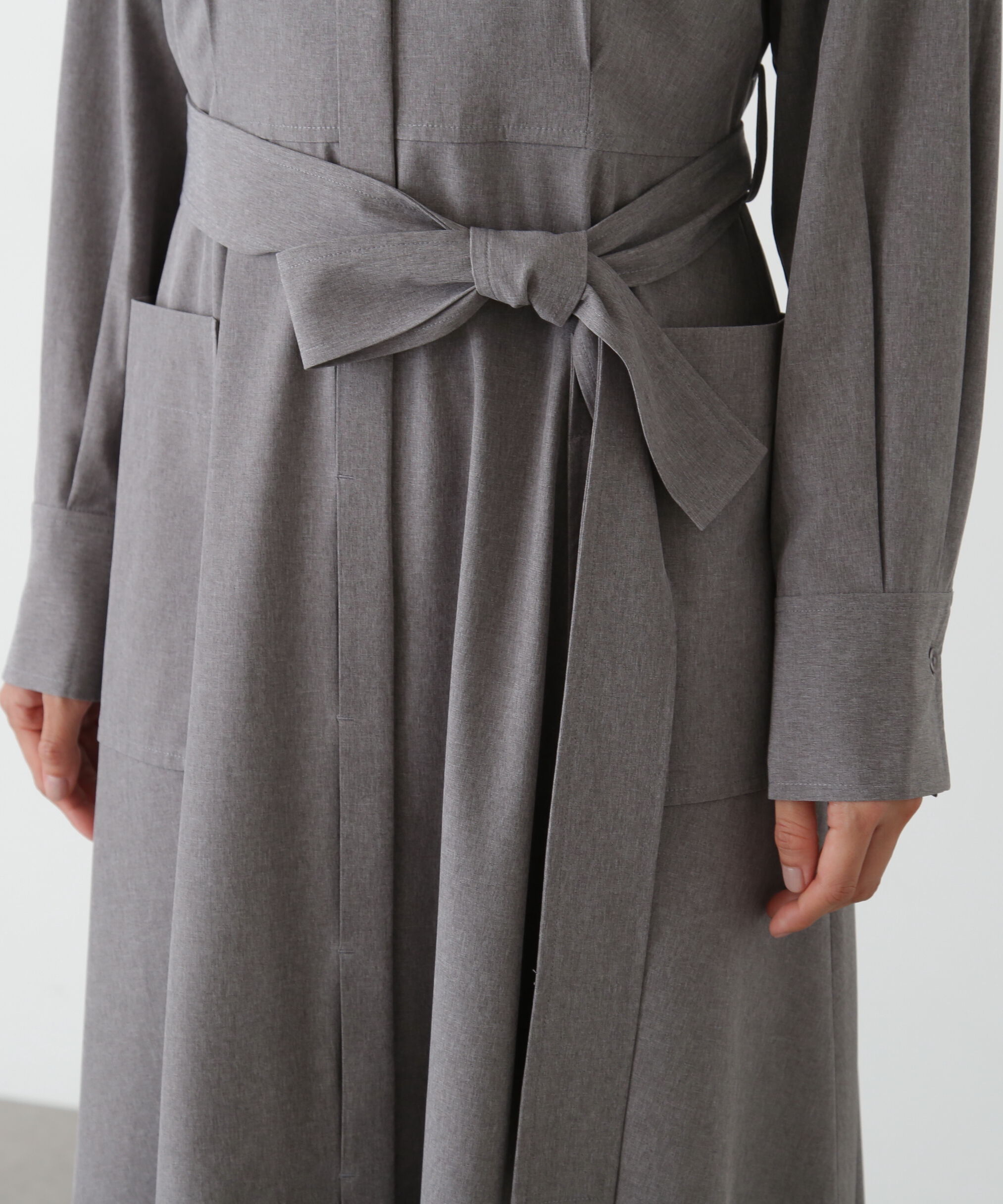  「リボンベルト付きシャツワンピース」|ワンピース|