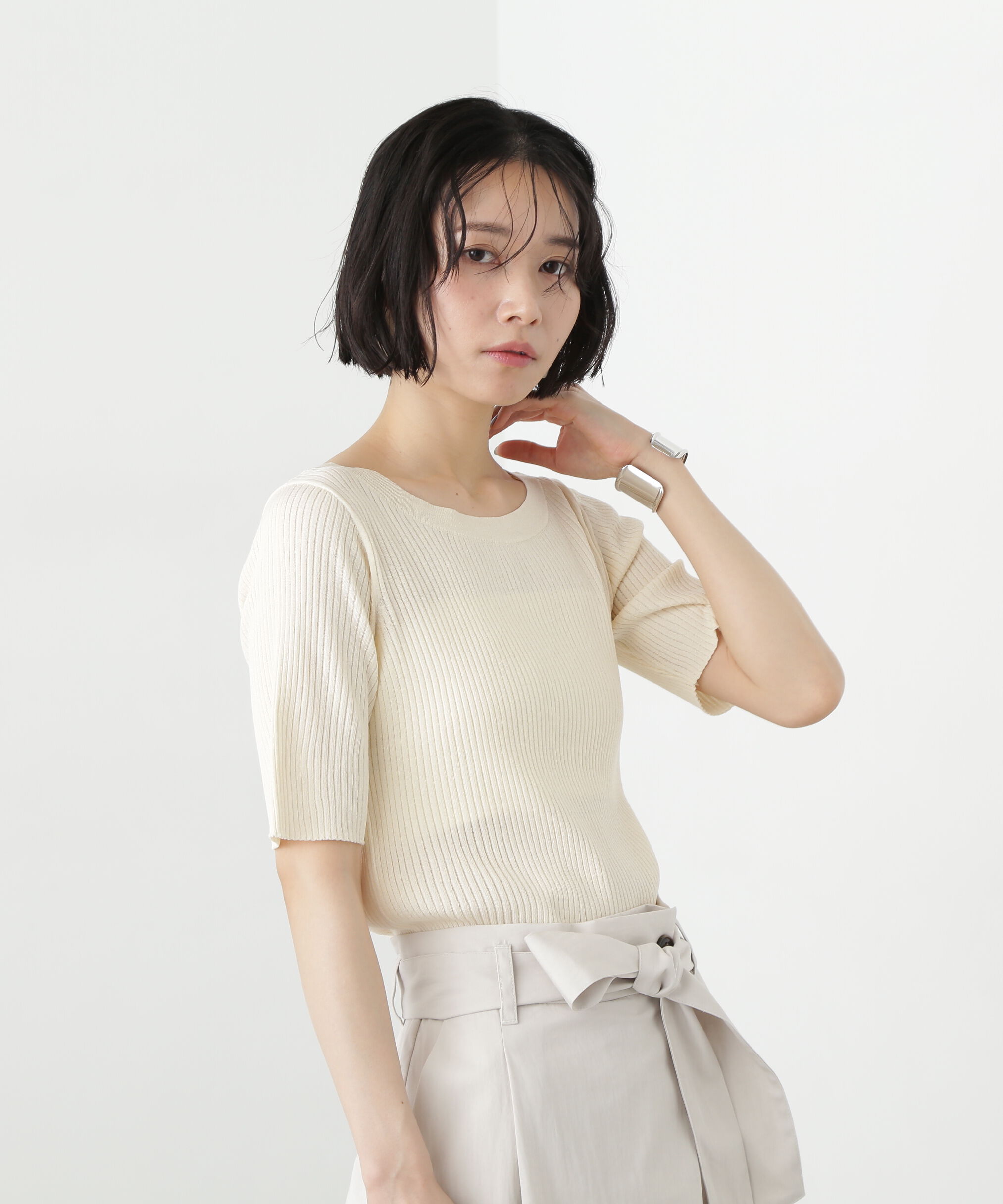  「前後2way半袖ニット」|ニット・セーター|