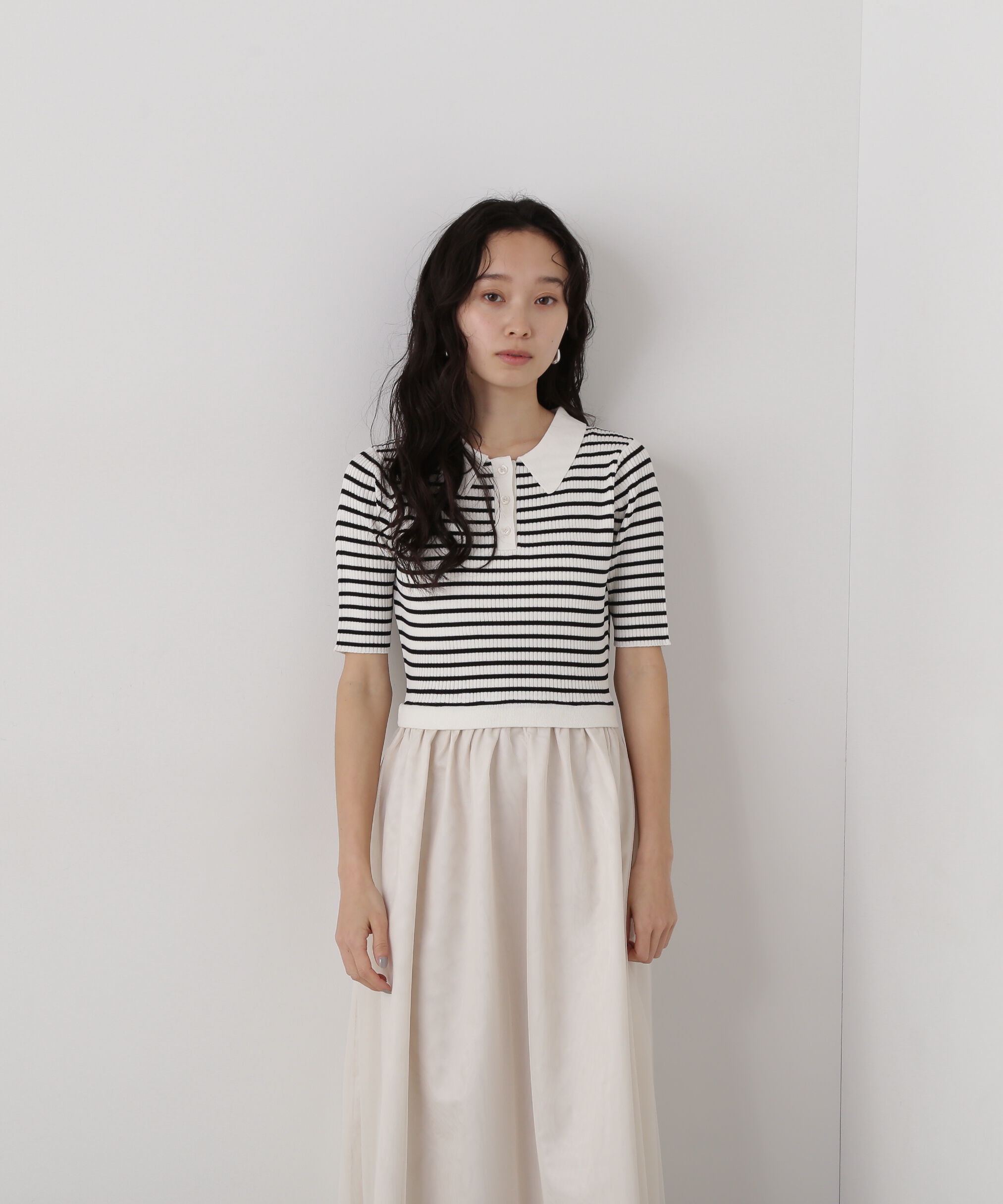  「ポロニットチュールスカートドッキングワンピース」|ワンピース|