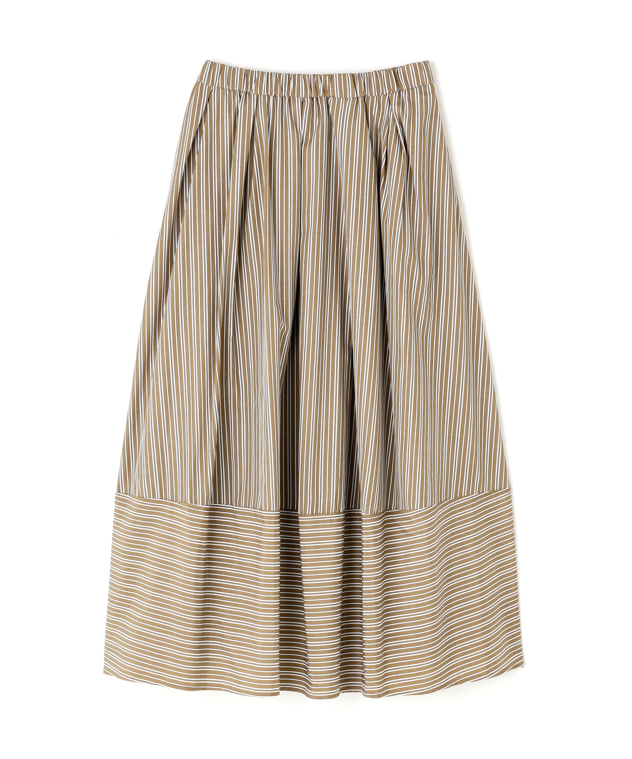  「ストライプ切替フレアスカート」|スカート|