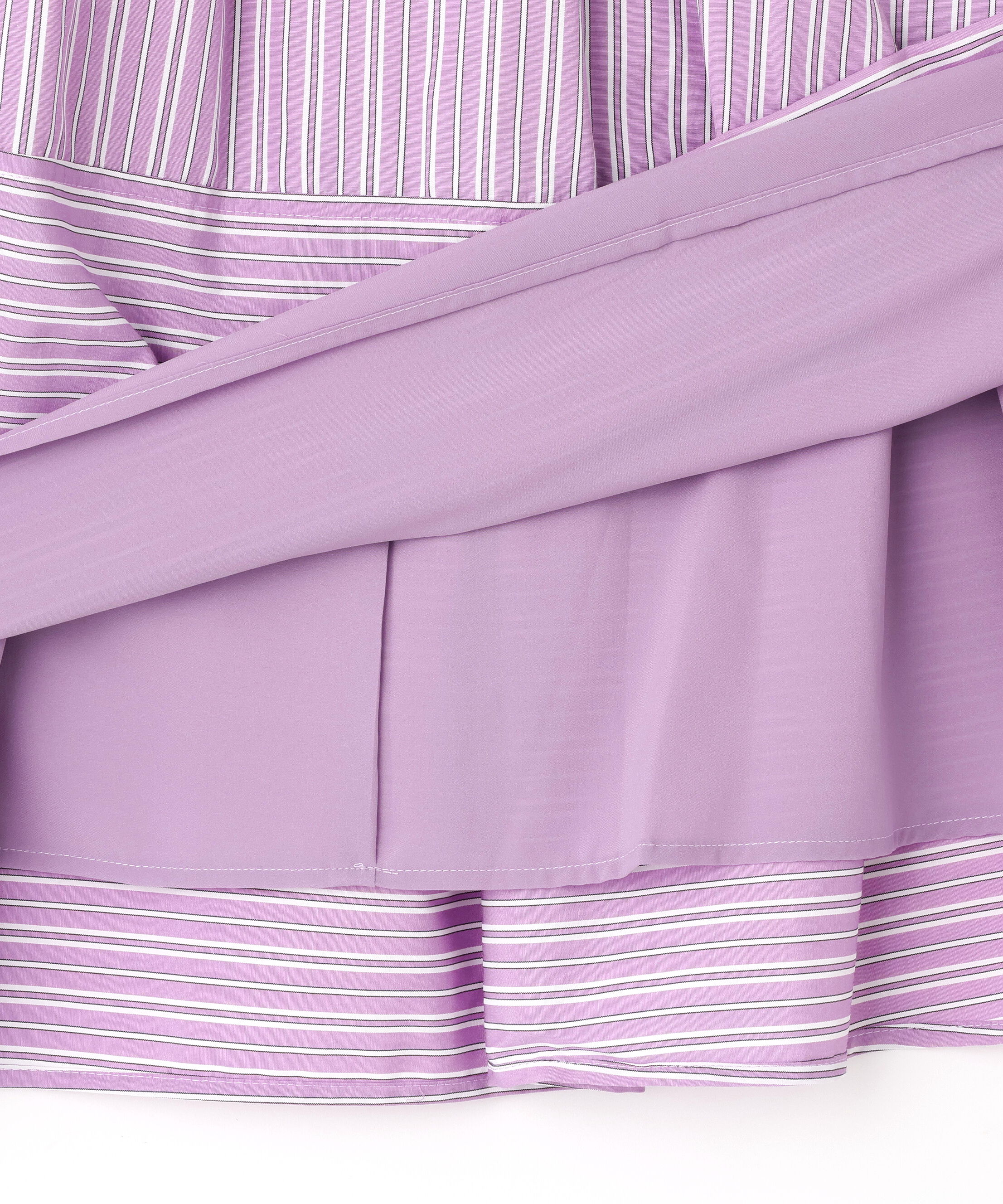  「ストライプ切替フレアスカート」|スカート|