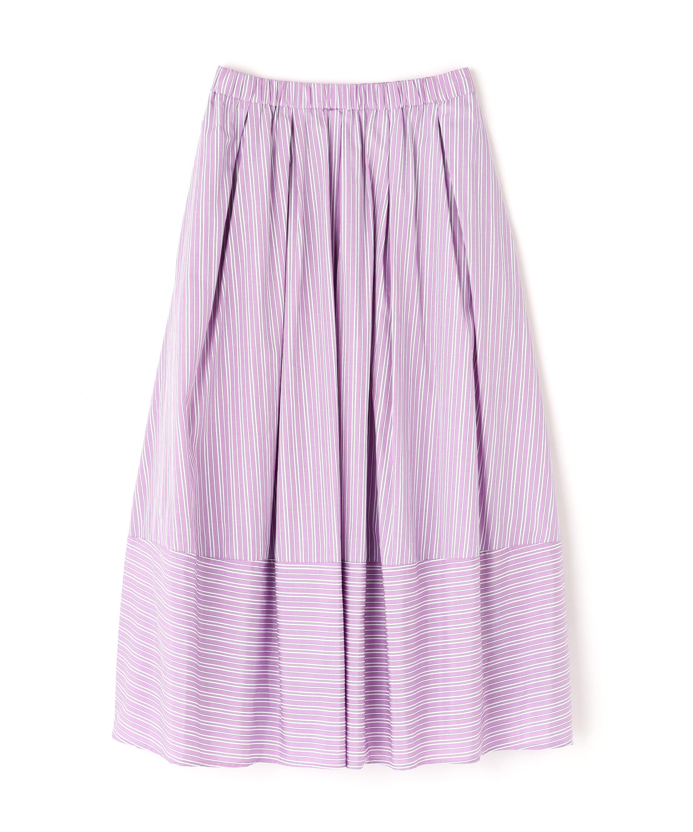  「ストライプ切替フレアスカート」|スカート|