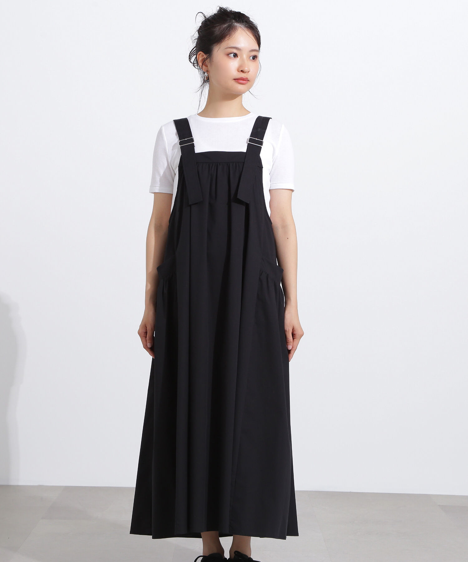  「ワイドストラップジャンパースカート」|ワンピース|