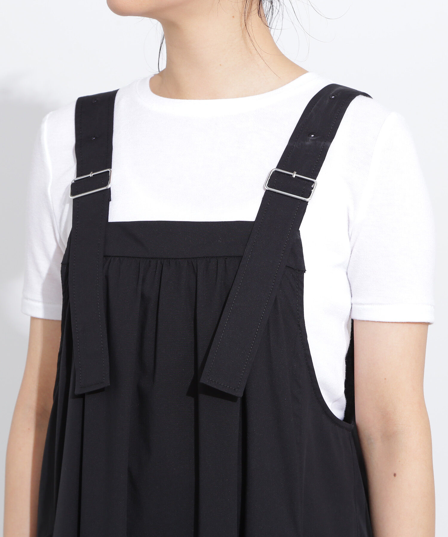  「ワイドストラップジャンパースカート」|ワンピース|