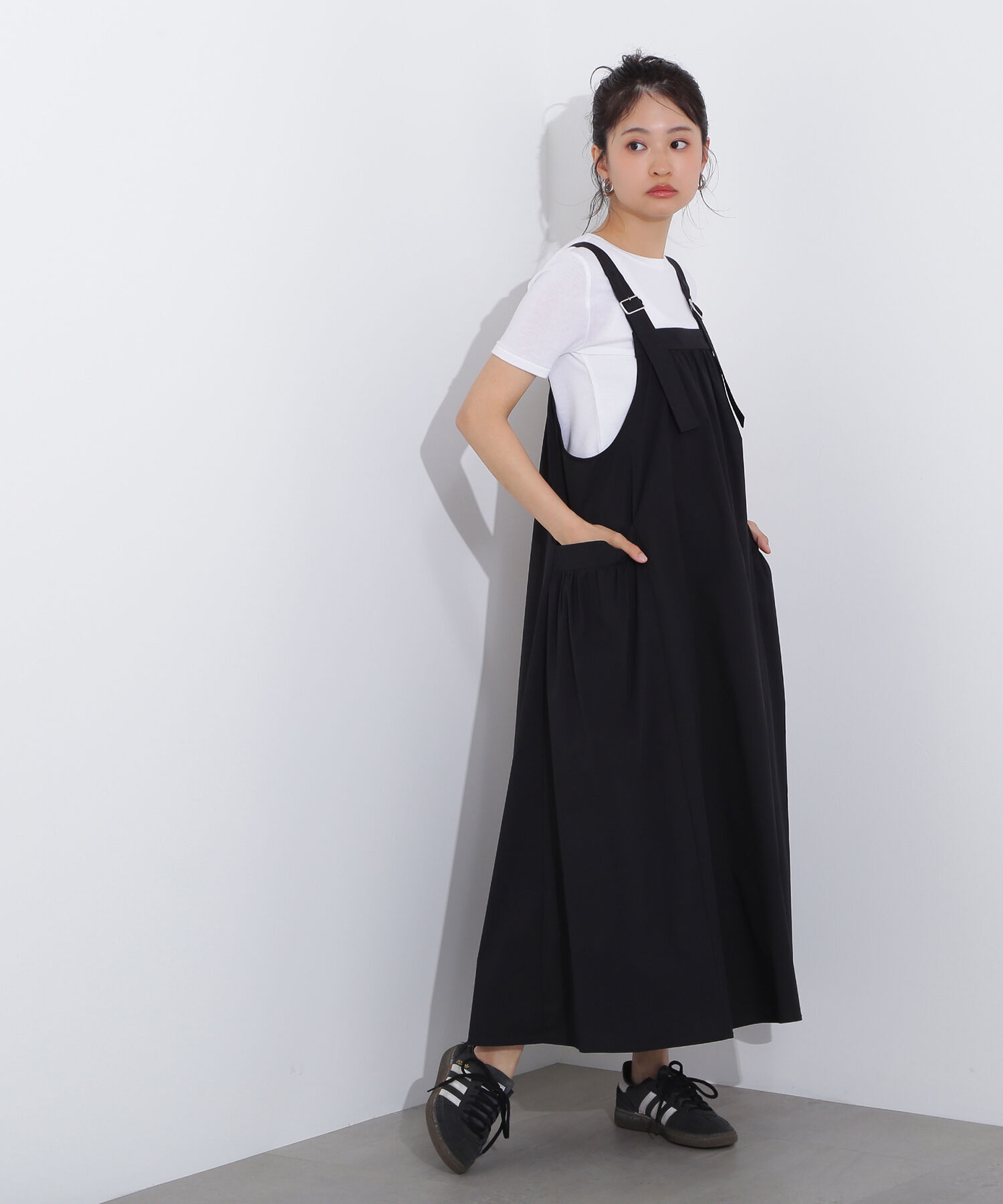  「ワイドストラップジャンパースカート」|ワンピース|