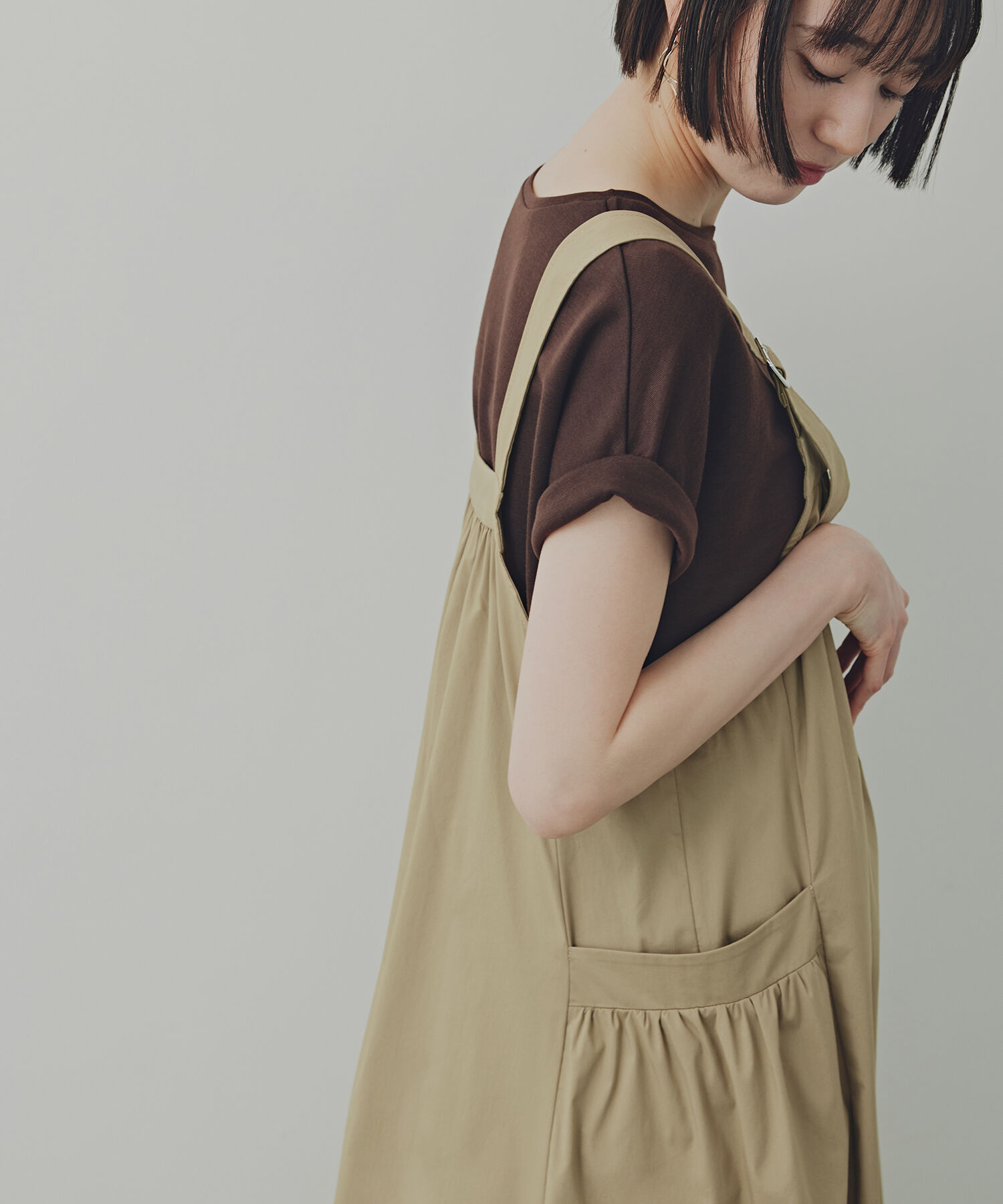  「ワイドストラップジャンパースカート」|ワンピース|