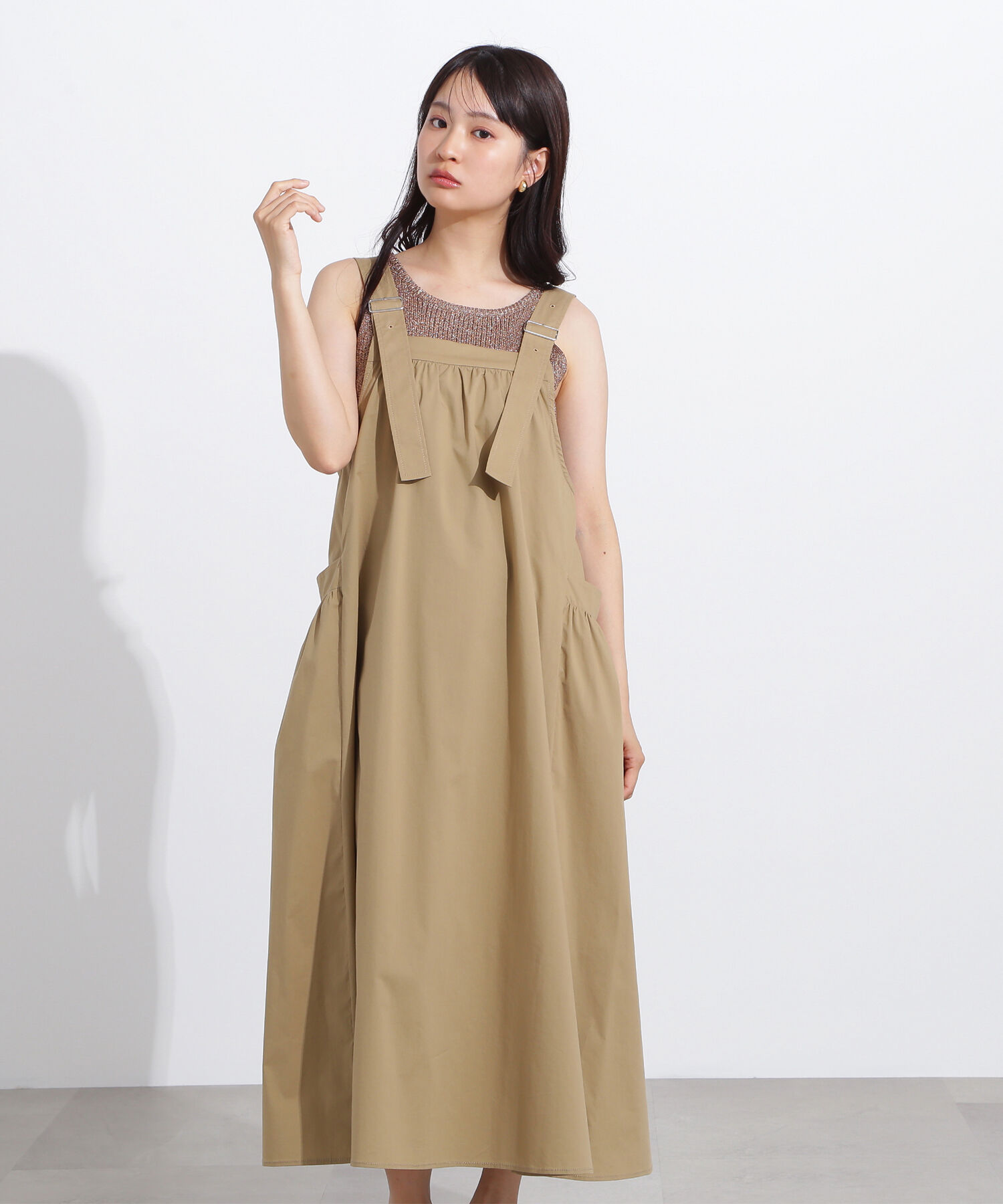  「ワイドストラップジャンパースカート」|ワンピース|