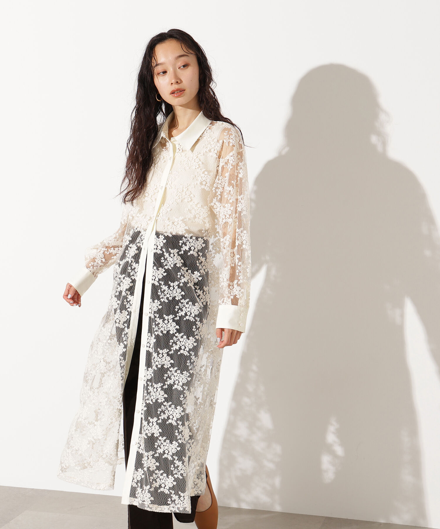  「レースクレリックシャツワンピース」|ワンピース|