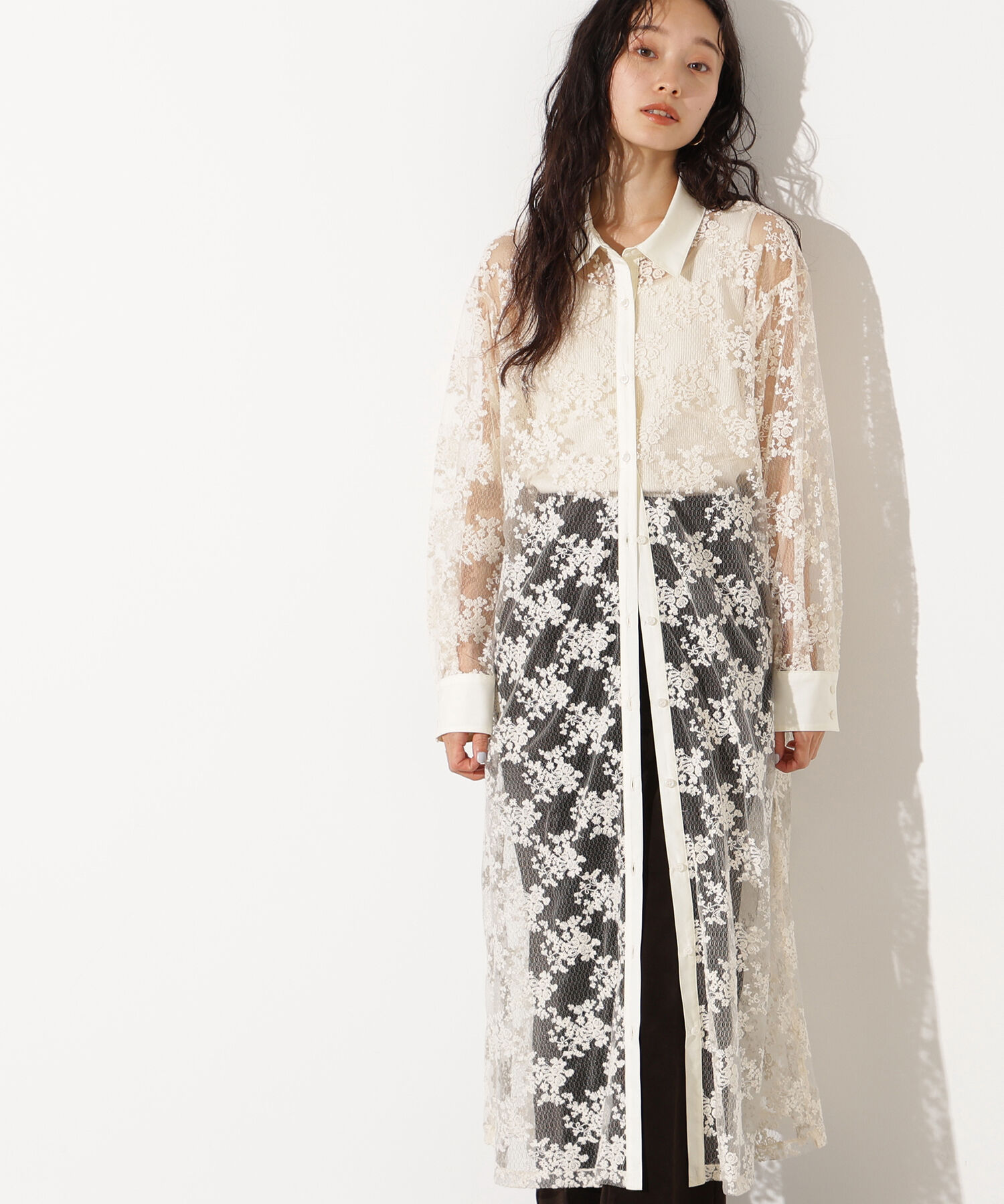  「レースクレリックシャツワンピース」|ワンピース|