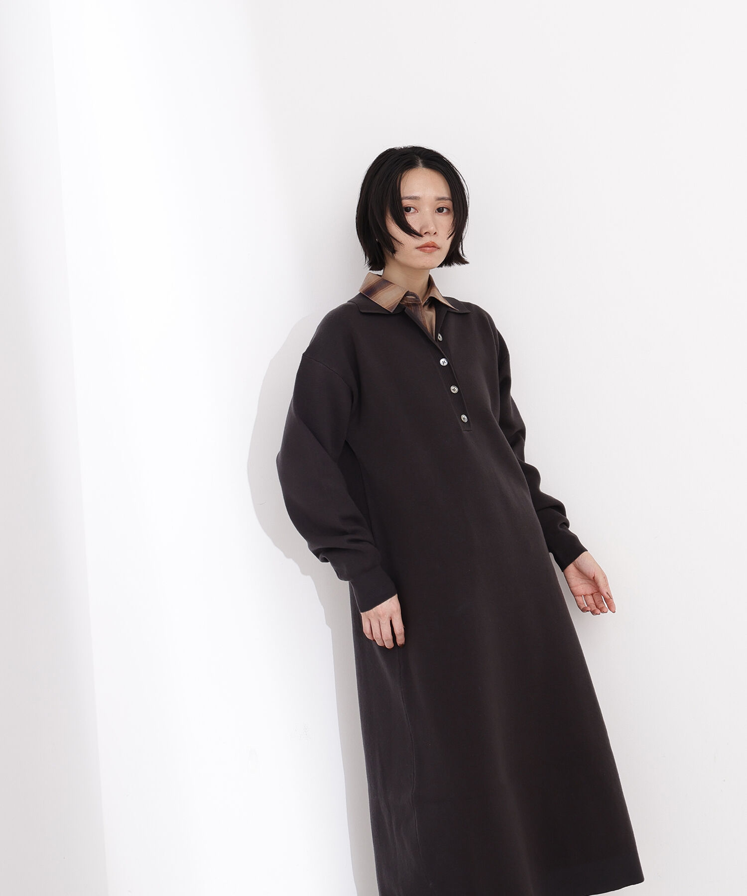  「スキッパーネックニットワンピース」|スカート|