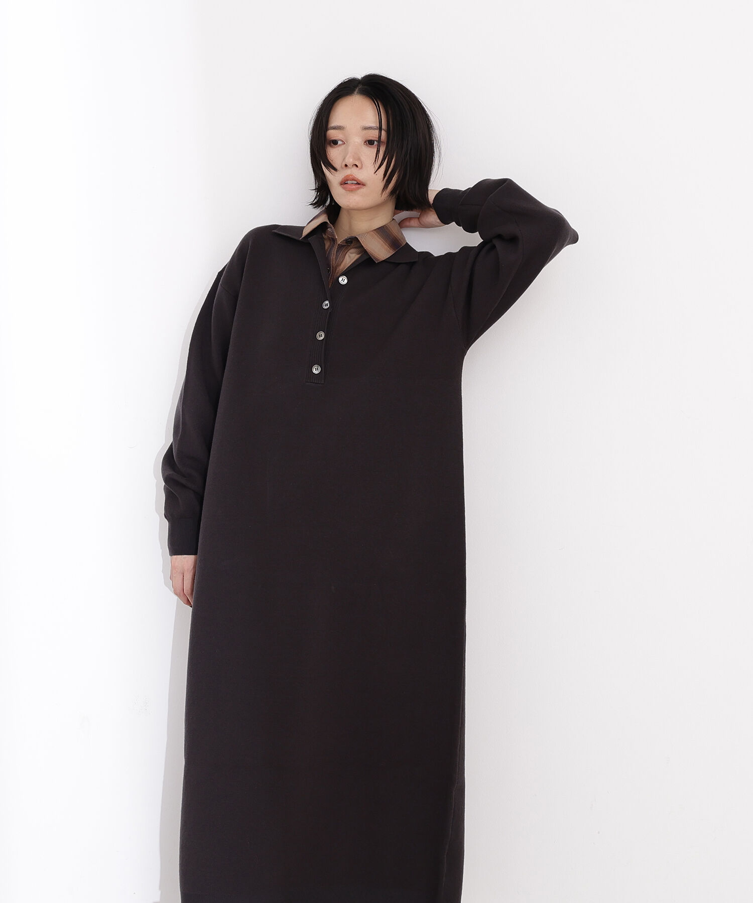  「スキッパーネックニットワンピース」|スカート|