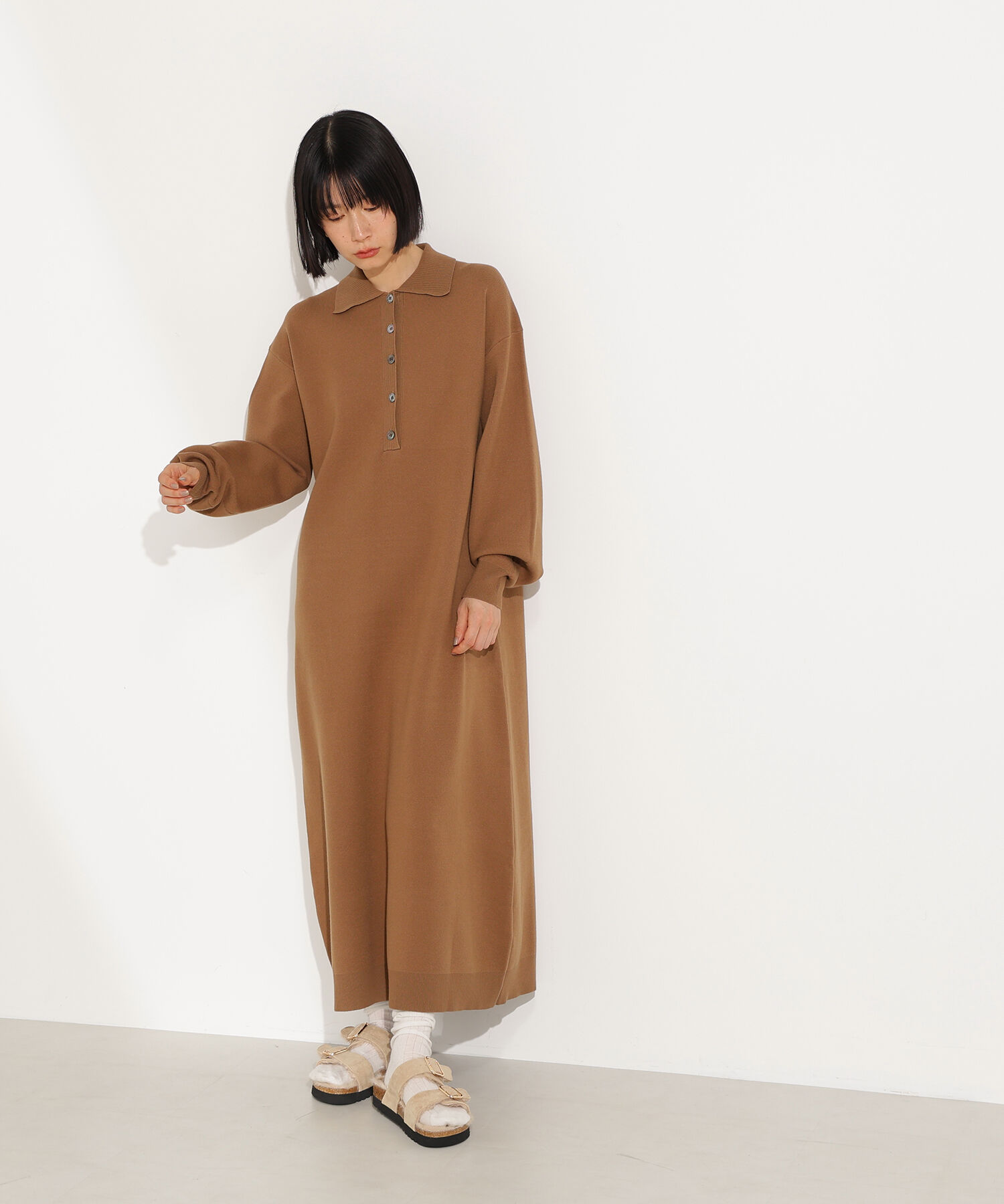  「スキッパーネックニットワンピース」|スカート|