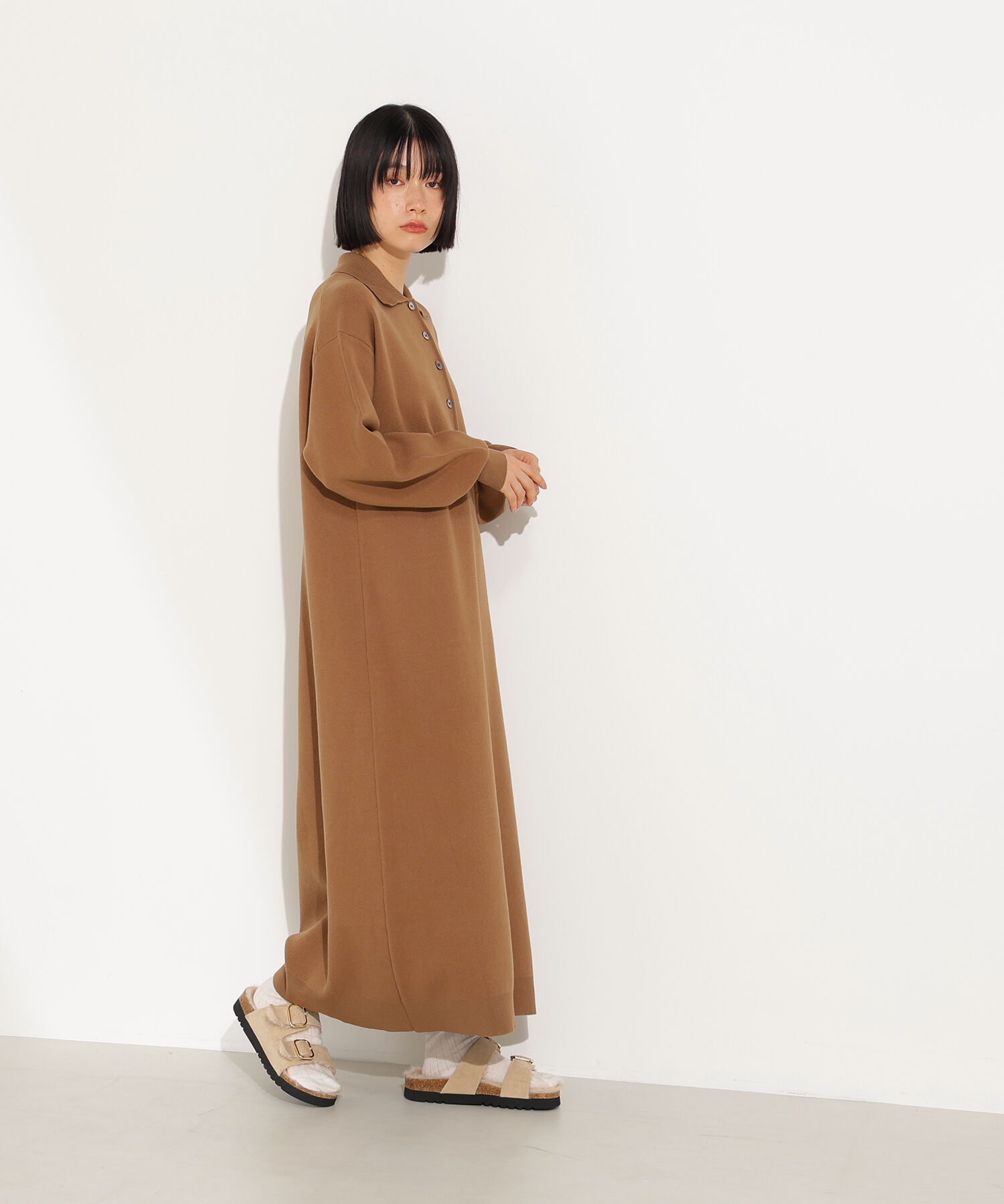  「スキッパーネックニットワンピース」|スカート|