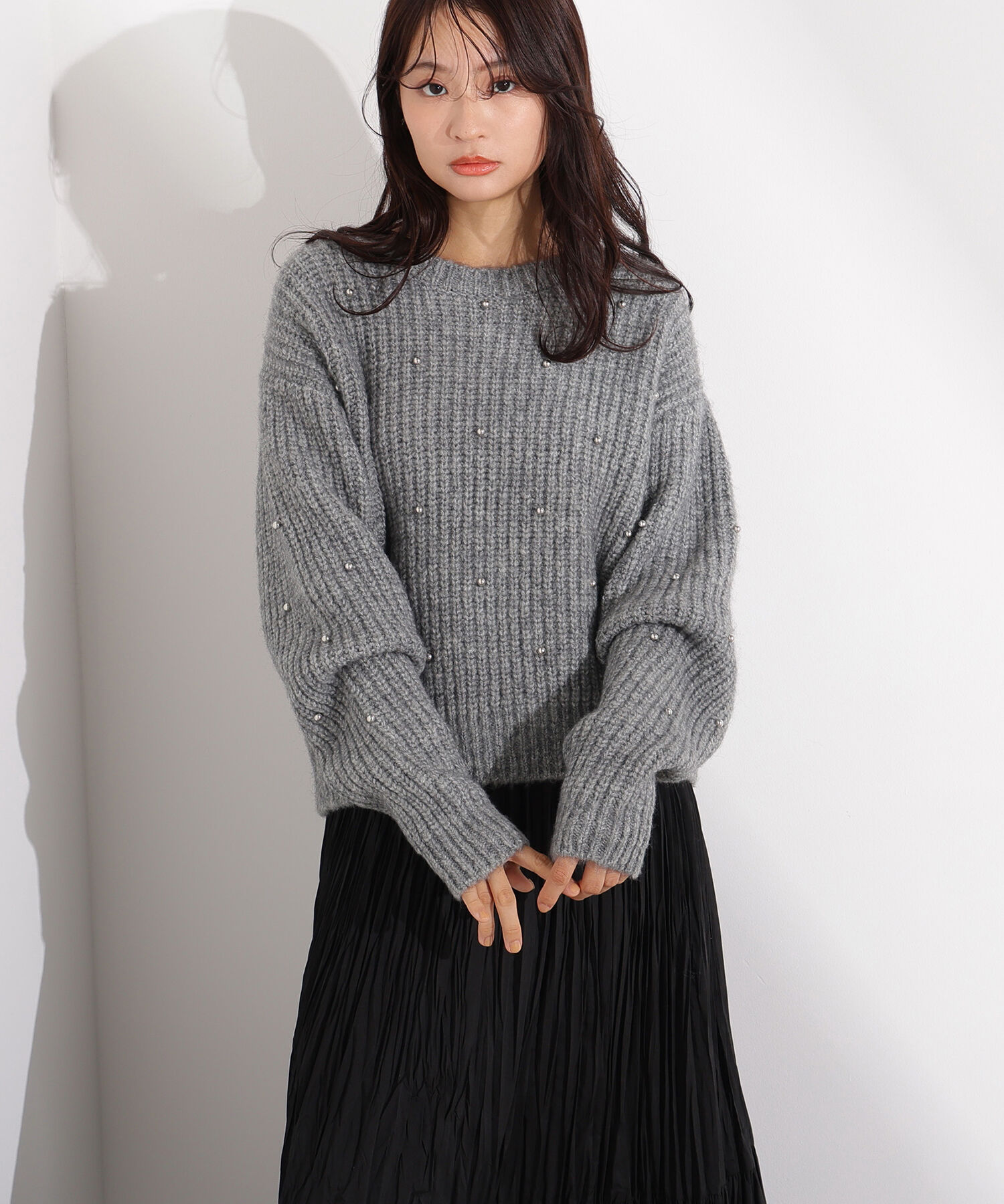  「スタッズ畦ニット」|ニット・セーター|