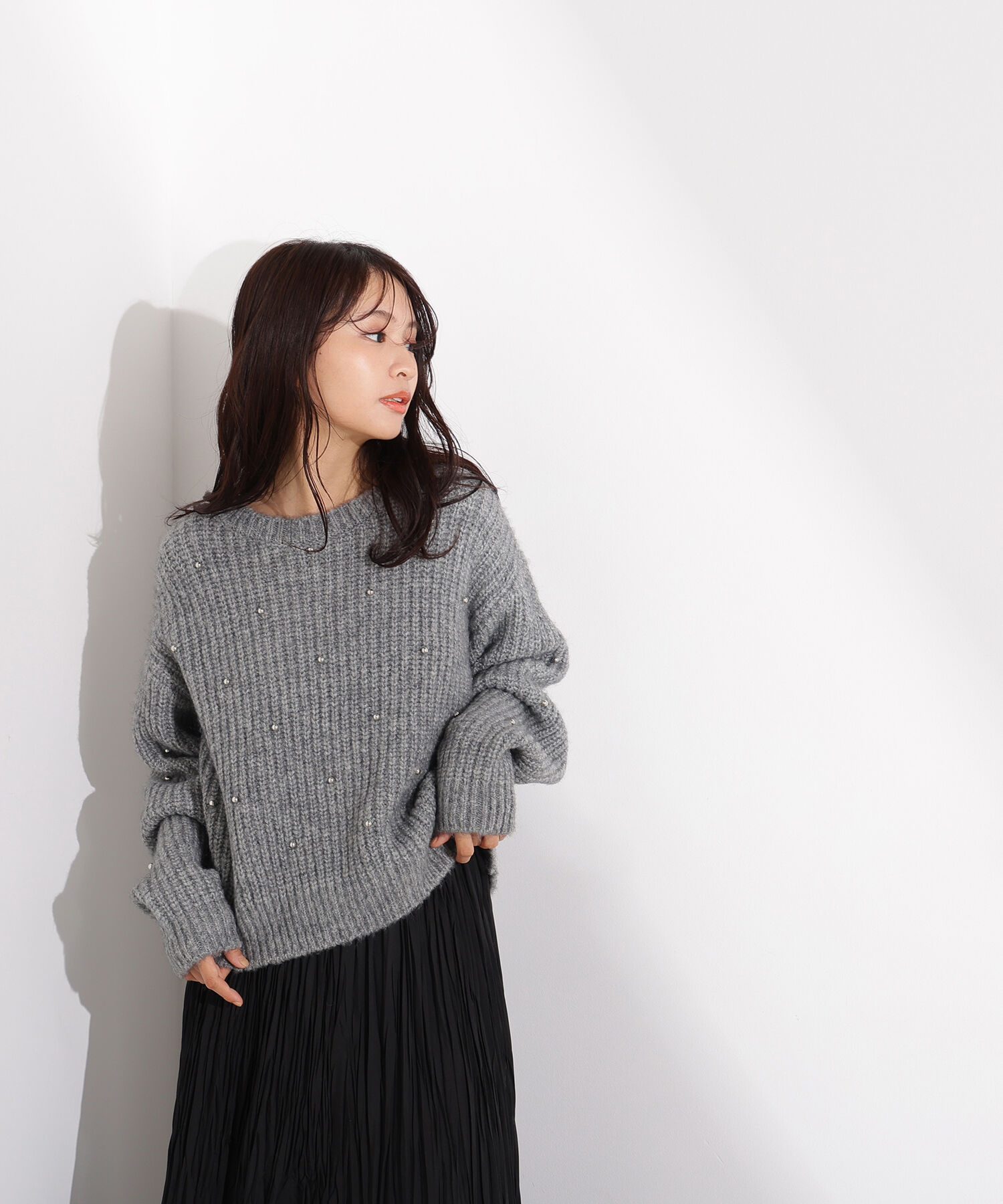  「スタッズ畦ニット」|ニット・セーター|
