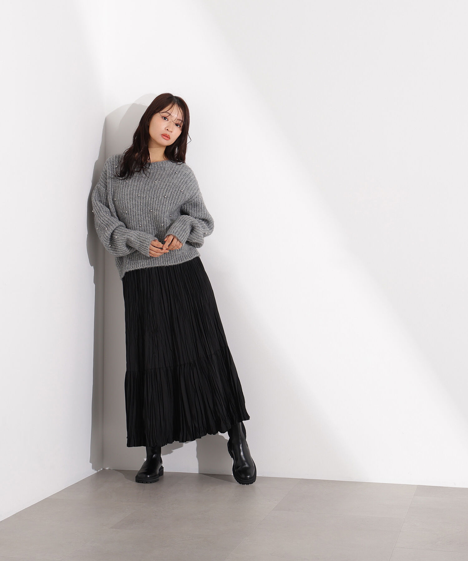  「スタッズ畦ニット」|ニット・セーター|