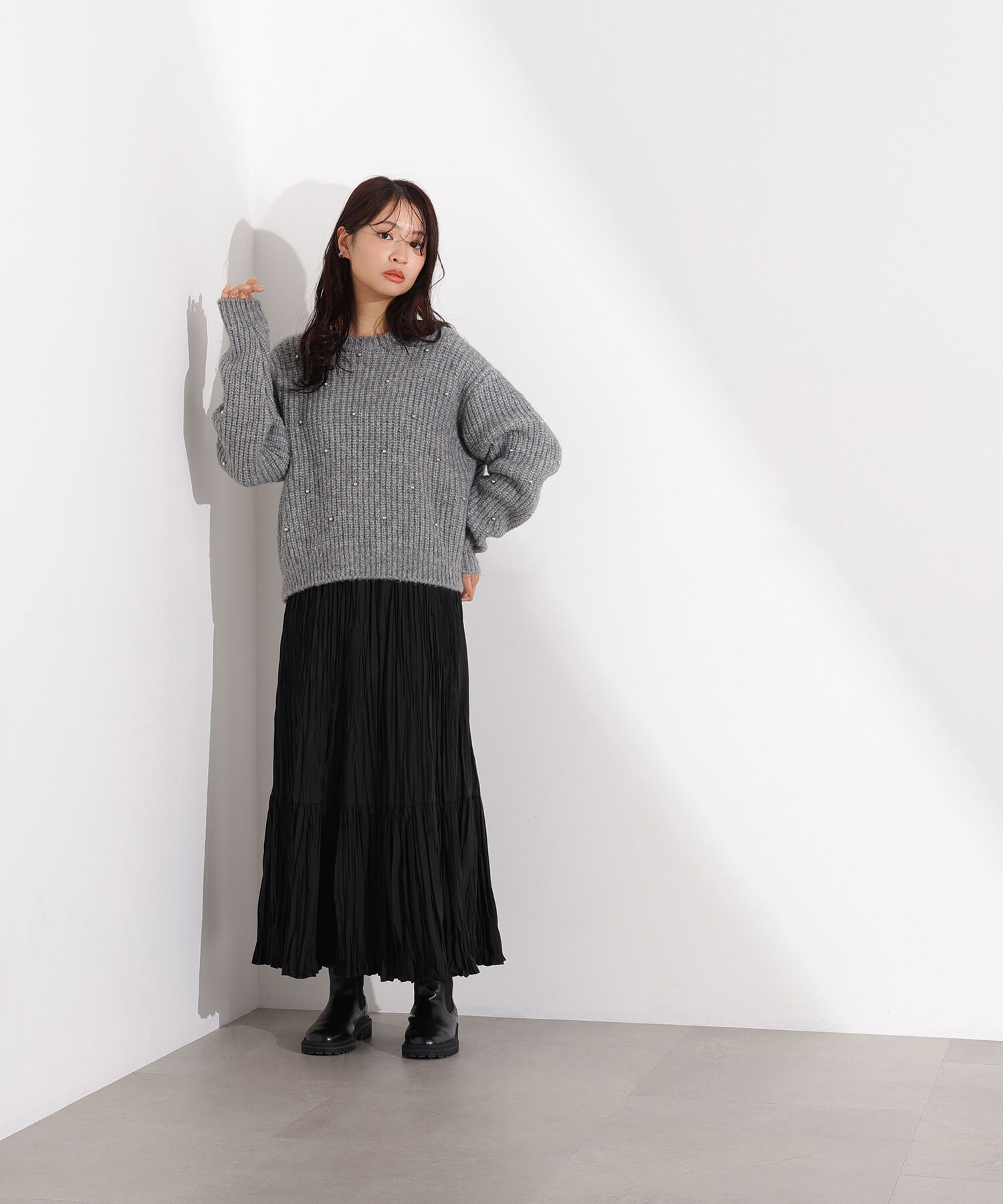  「スタッズ畦ニット」|ニット・セーター|