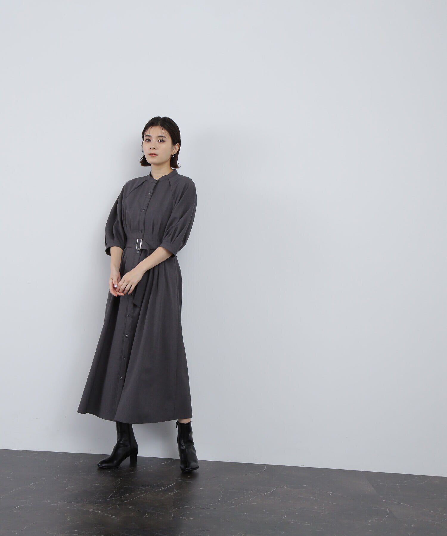  「ベルテッドフォルムスリーブワンピース」|ワンピース|