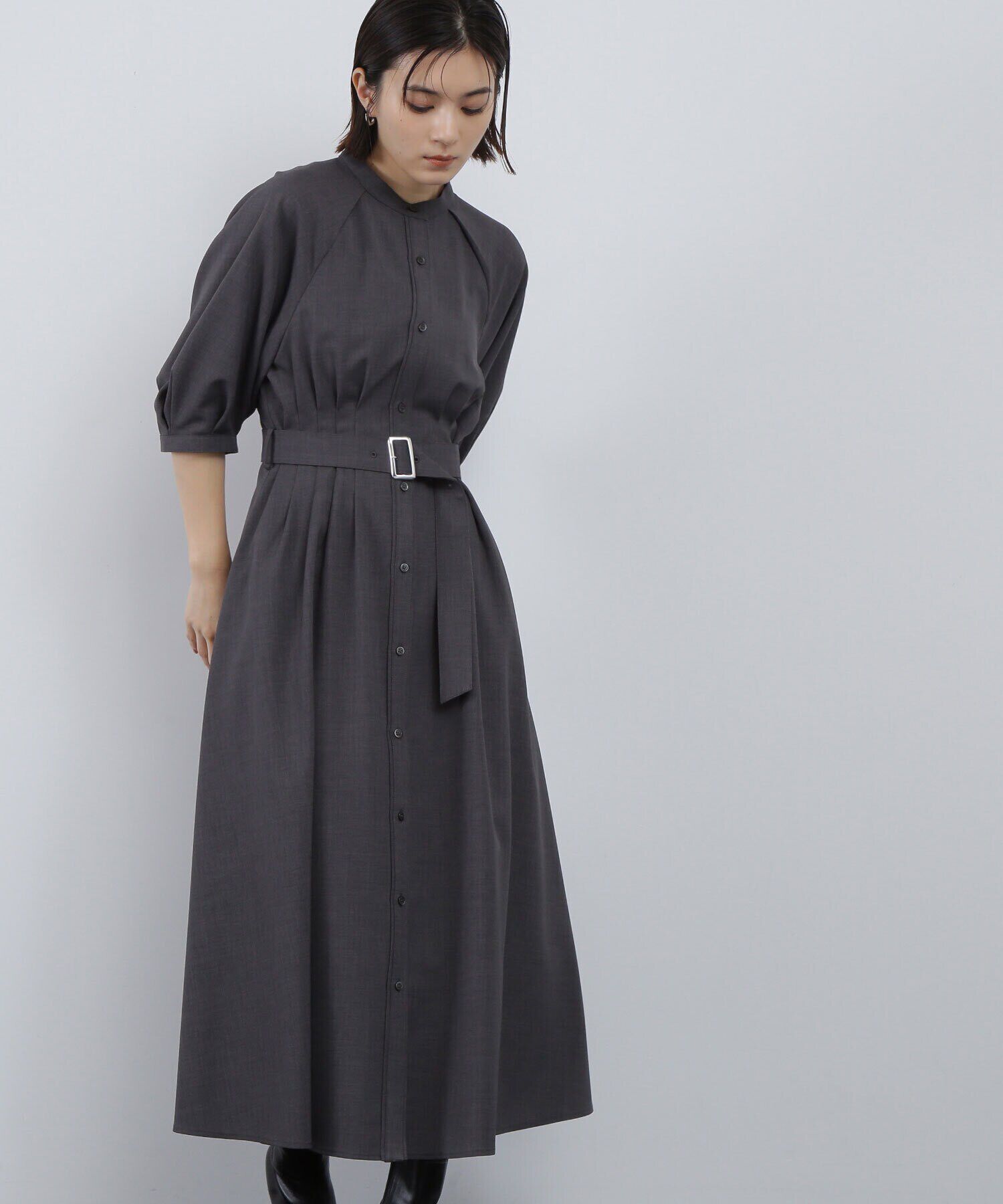  「ベルテッドフォルムスリーブワンピース」|ワンピース|