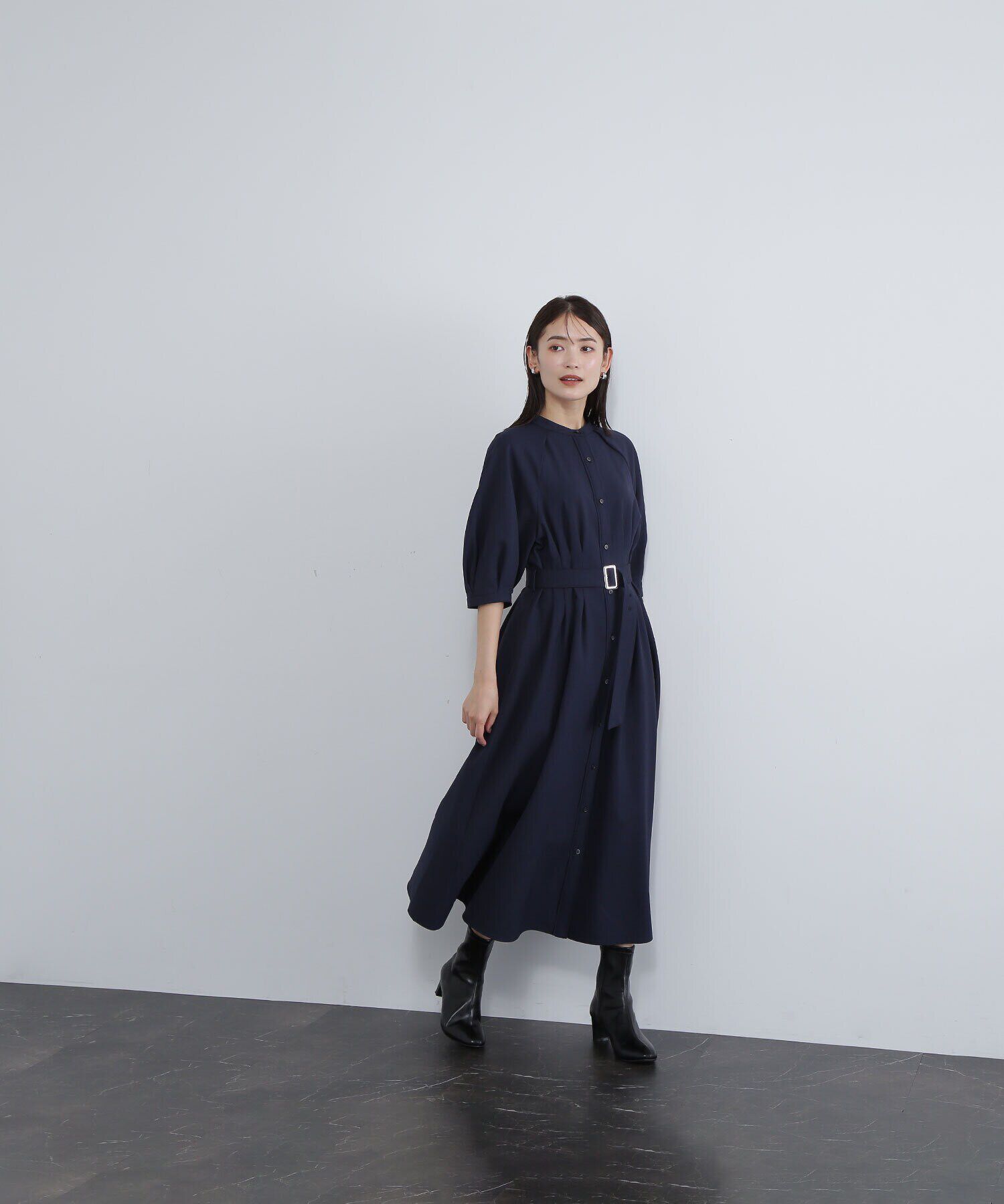  「ベルテッドフォルムスリーブワンピース」|ワンピース|