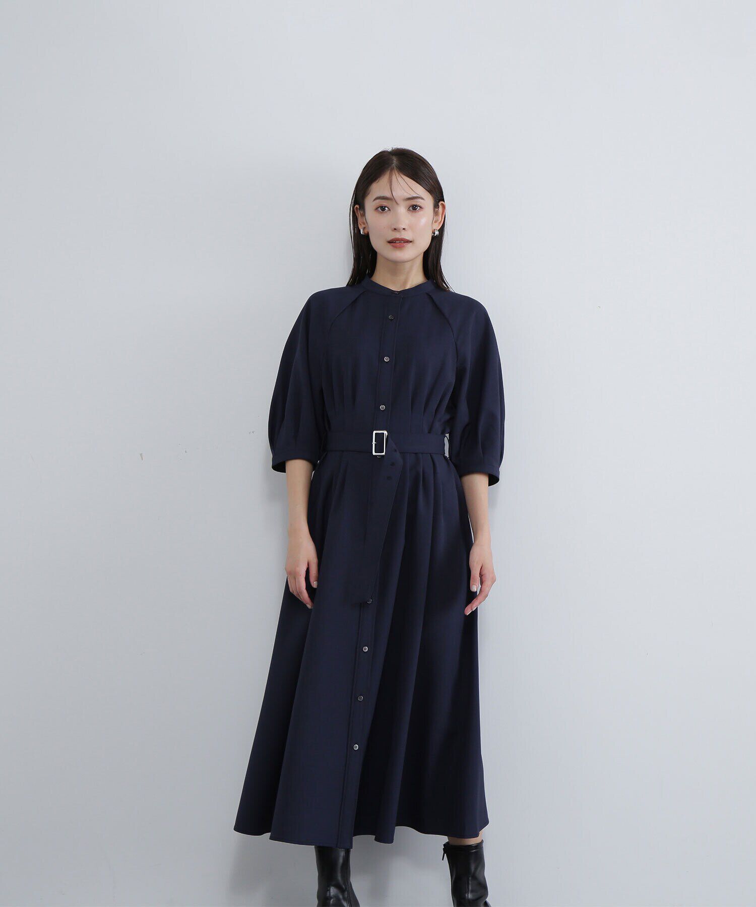  「ベルテッドフォルムスリーブワンピース」|ワンピース|