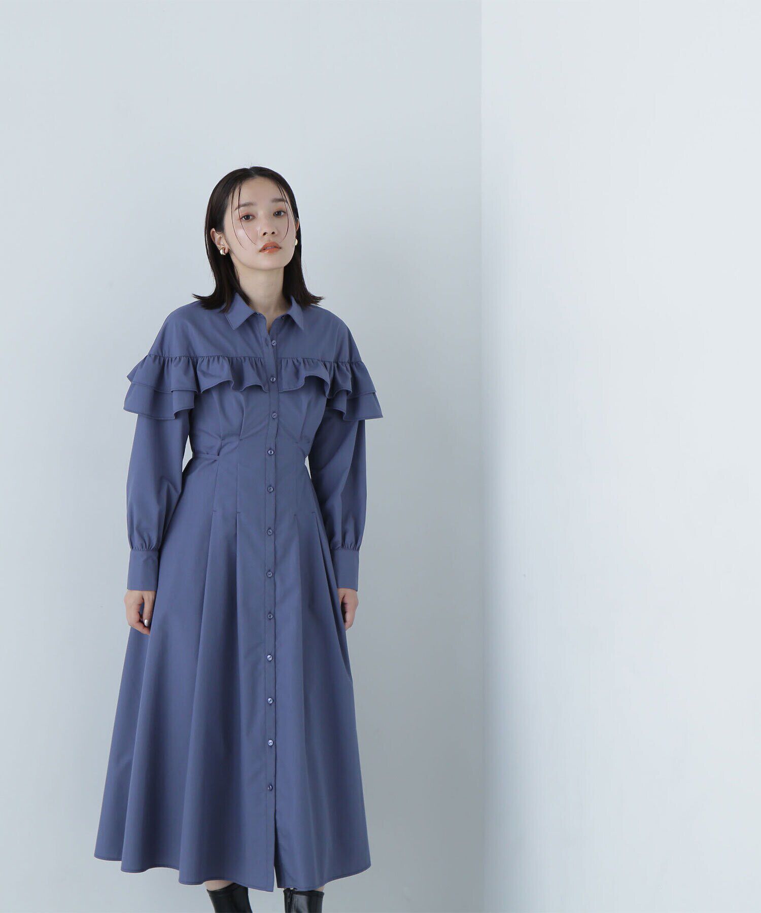  「ヨークフリルシャツワンピース　24AW」|ワンピース|