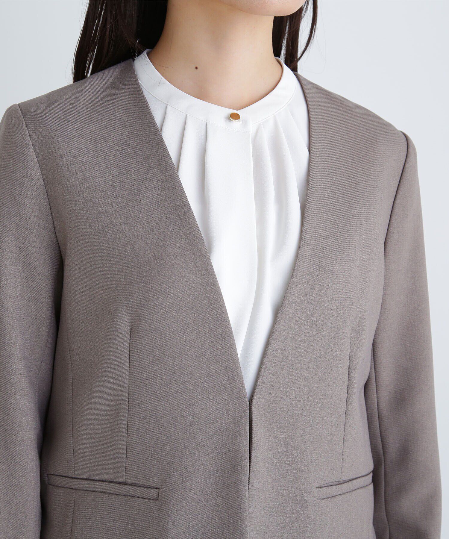  「＜ウーステッドライクツイルセットアップ＞ノーカラージャケット」|その他|