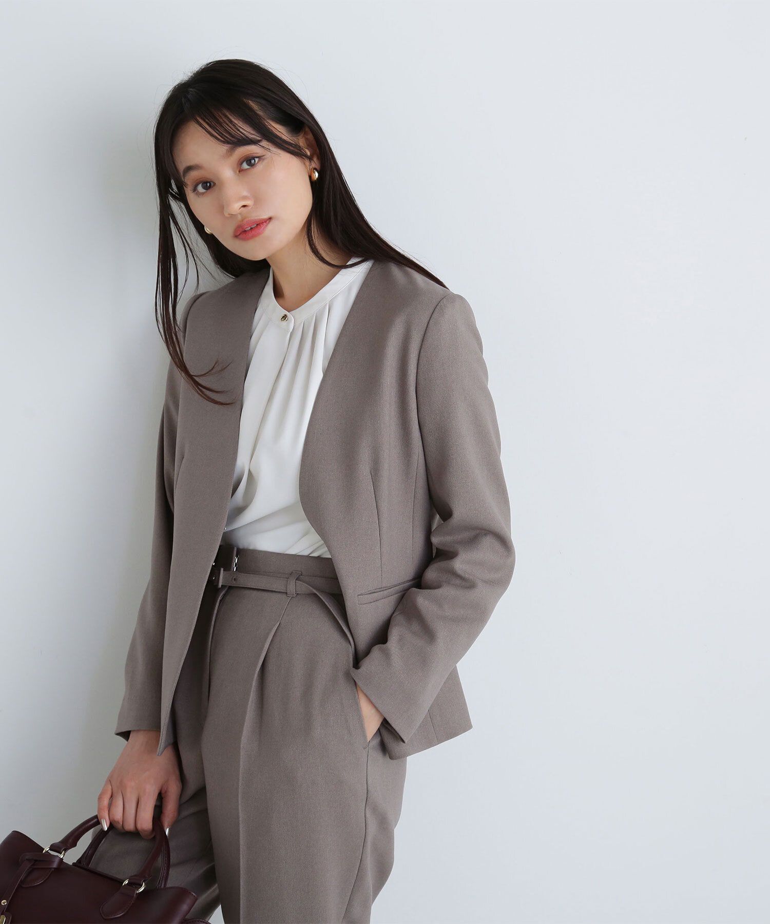  「＜ウーステッドライクツイルセットアップ＞ノーカラージャケット」|その他|