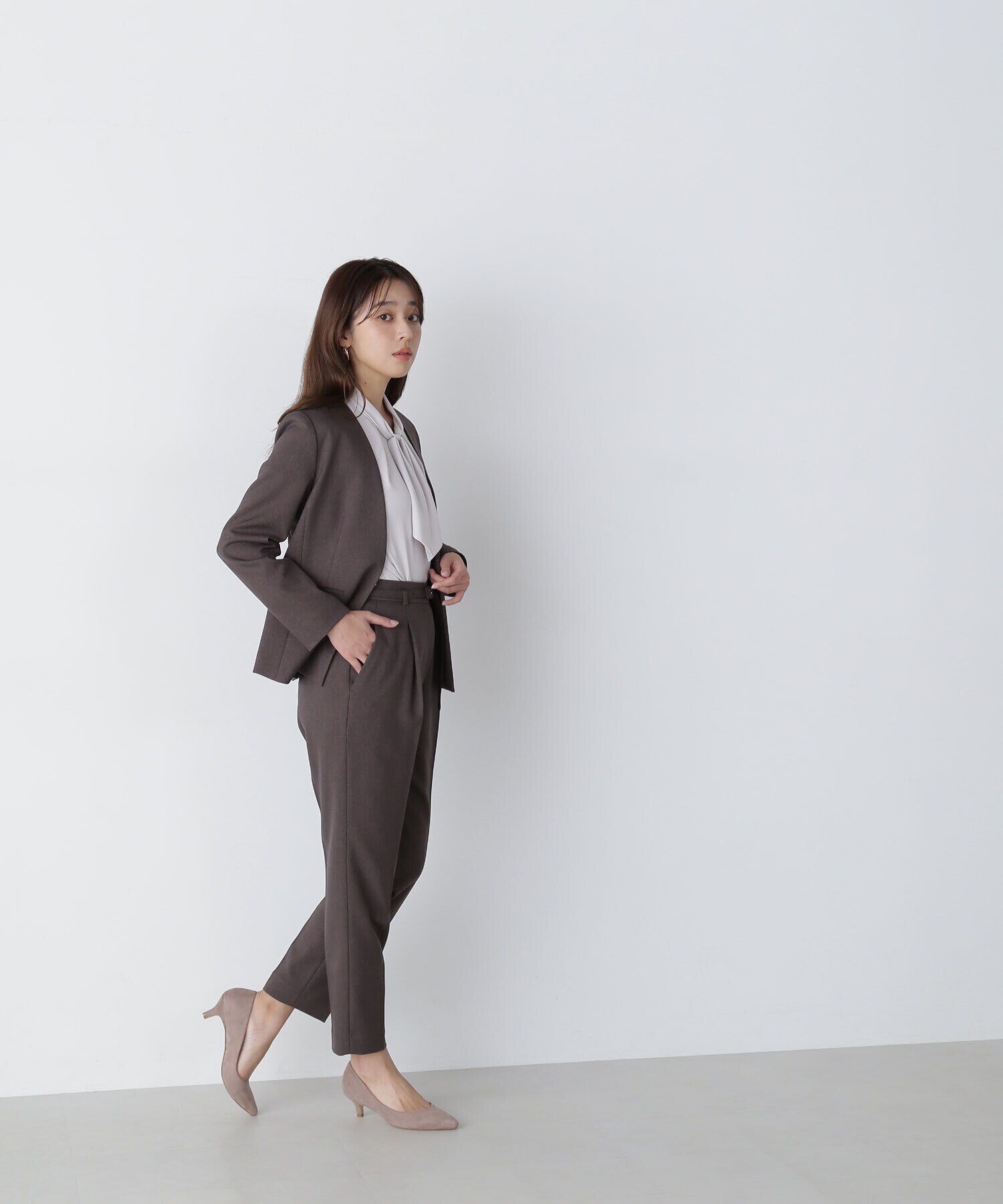  「＜ウーステッドライクツイルセットアップ＞ノーカラージャケット」|その他|