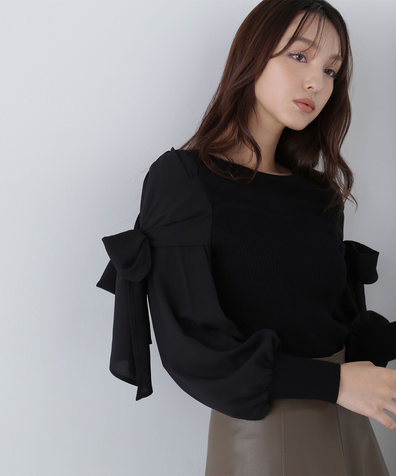  「リボンスリーブドッキングニット　24AW」|ニット・セーター|