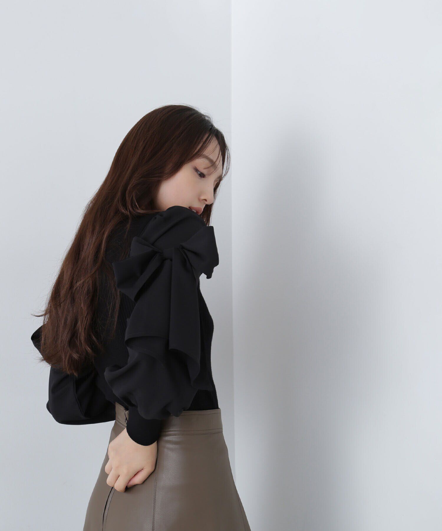  「リボンスリーブドッキングニット　24AW」|ニット・セーター|