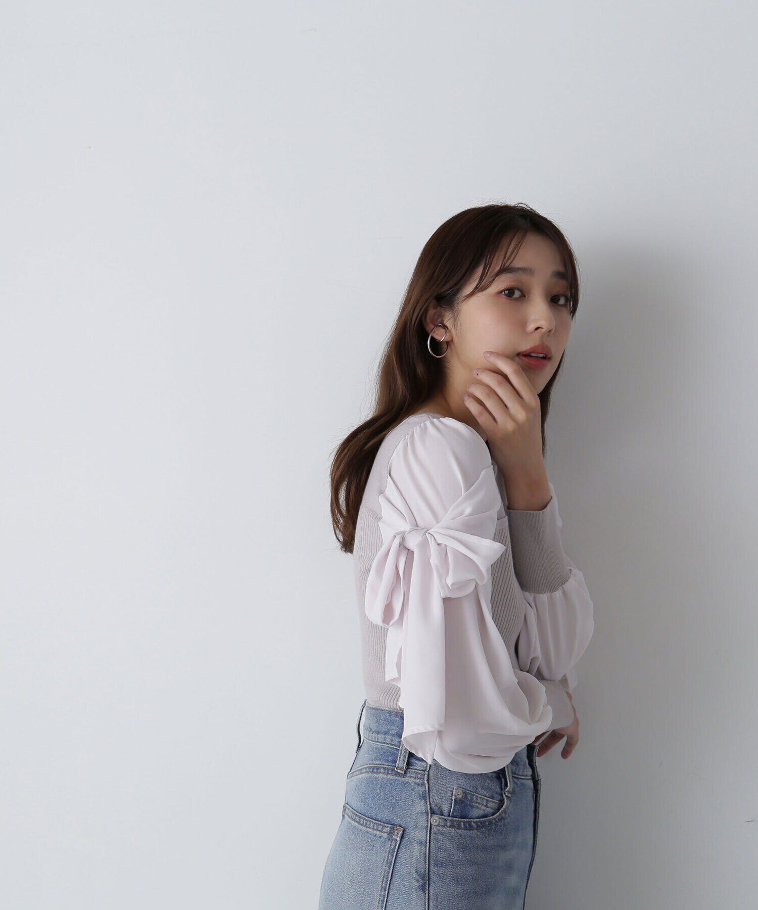  「リボンスリーブドッキングニット　24AW」|ニット・セーター|