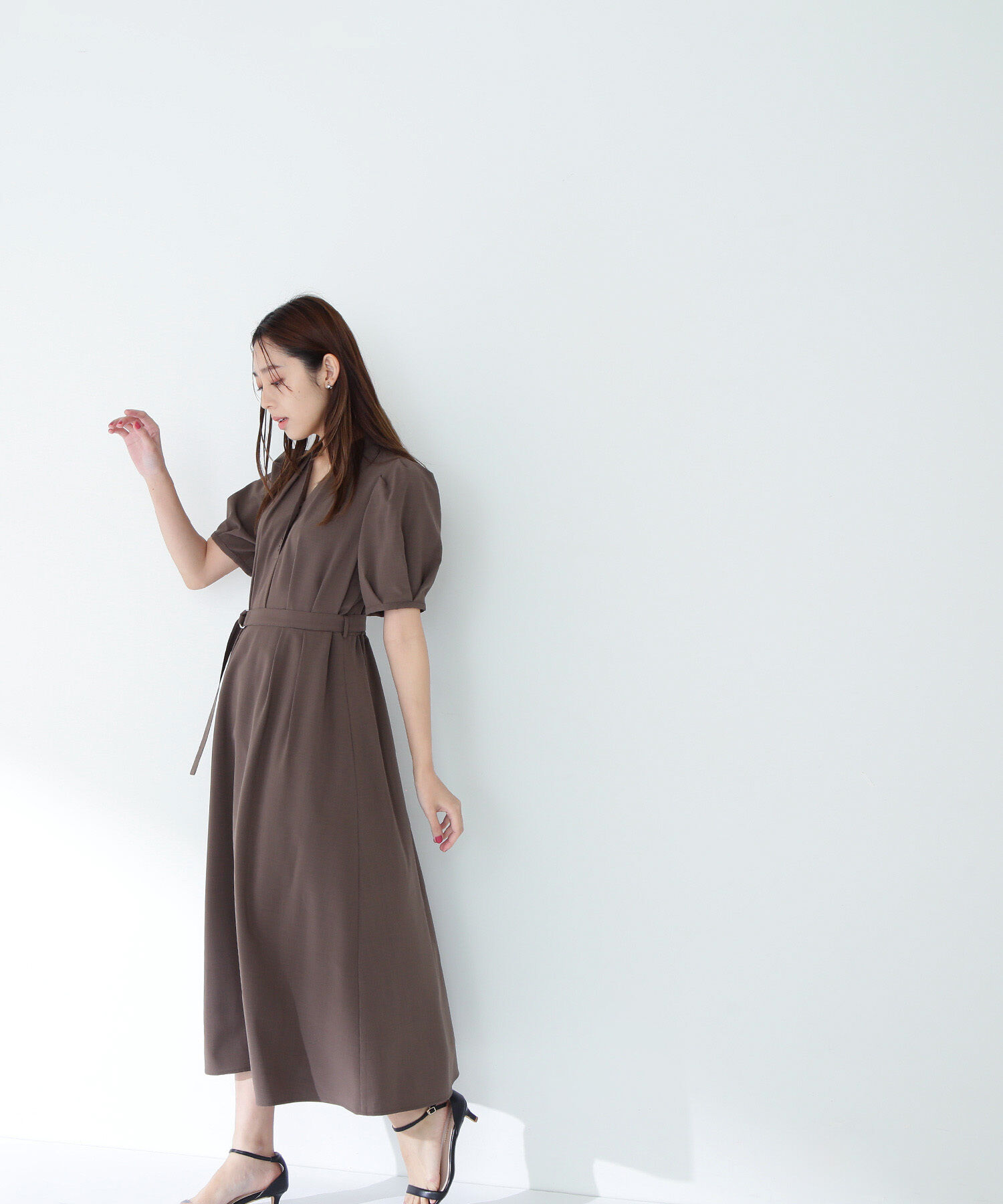  「リネンライクベルテッドワンピース」|ワンピース|