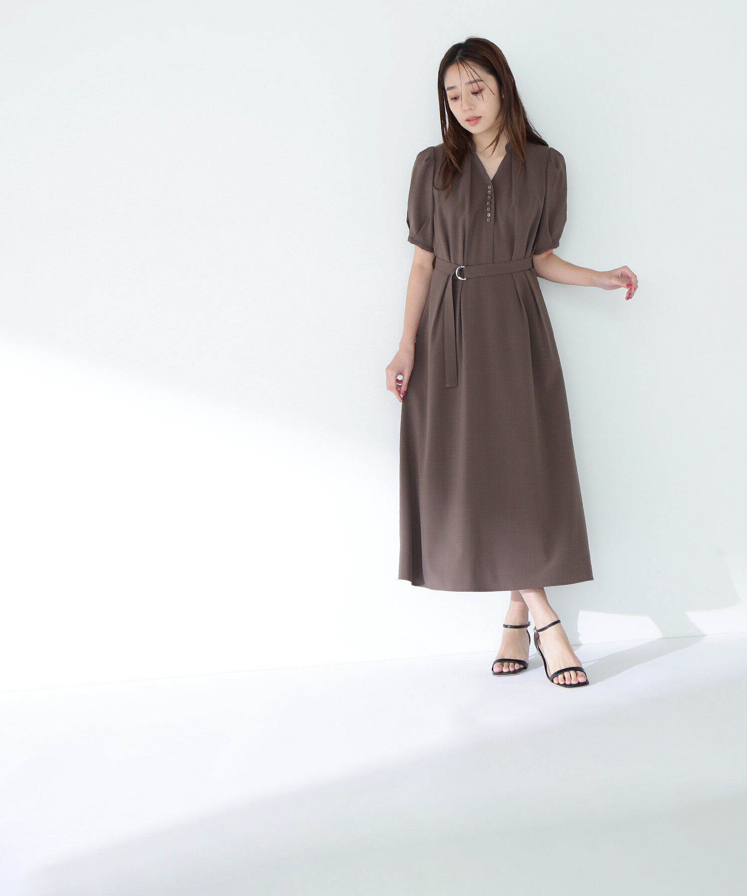  「リネンライクベルテッドワンピース」|ワンピース|