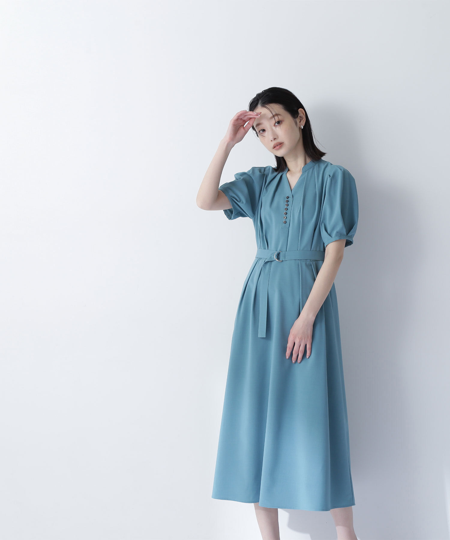  「リネンライクベルテッドワンピース」|ワンピース|