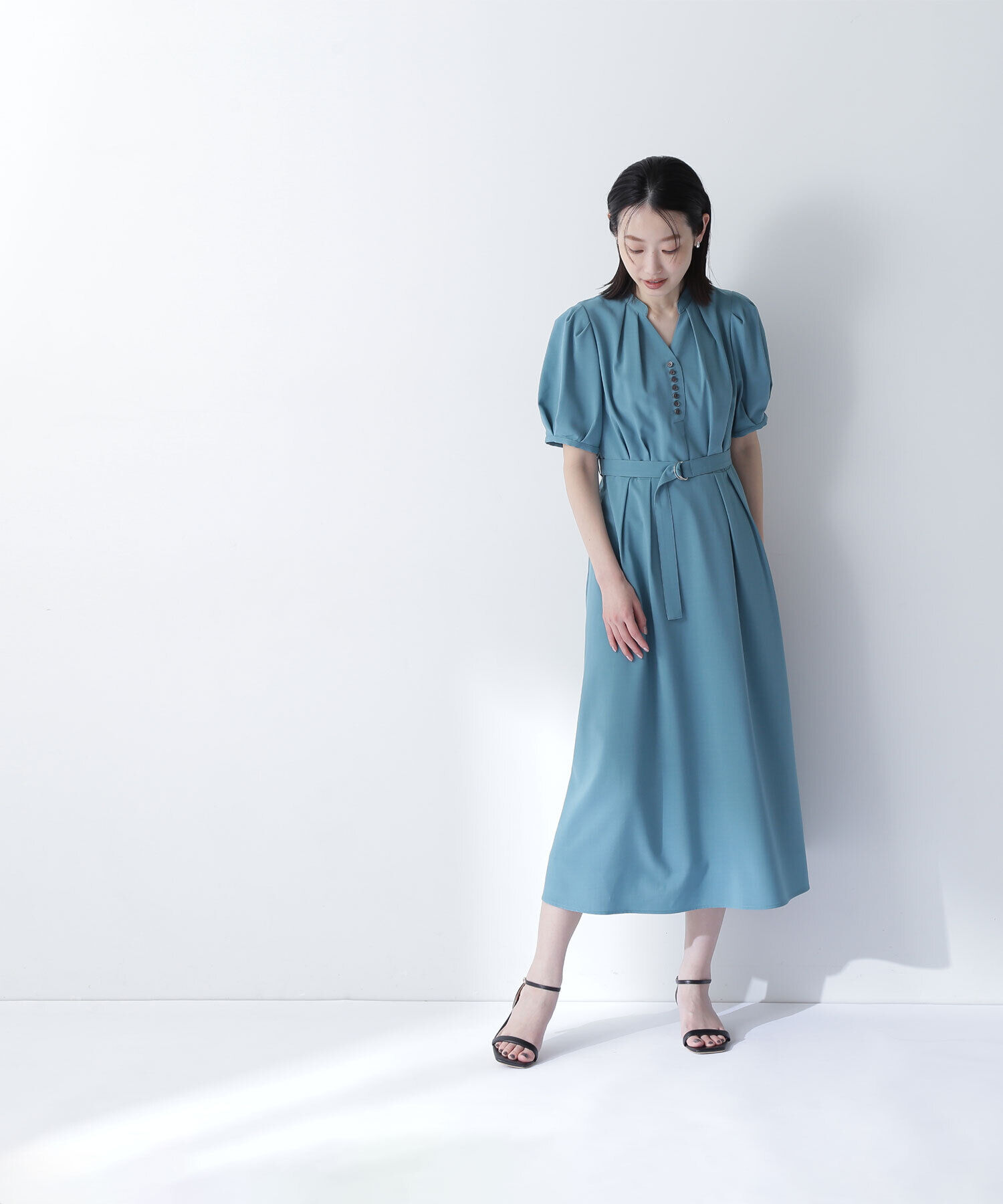  「リネンライクベルテッドワンピース」|ワンピース|