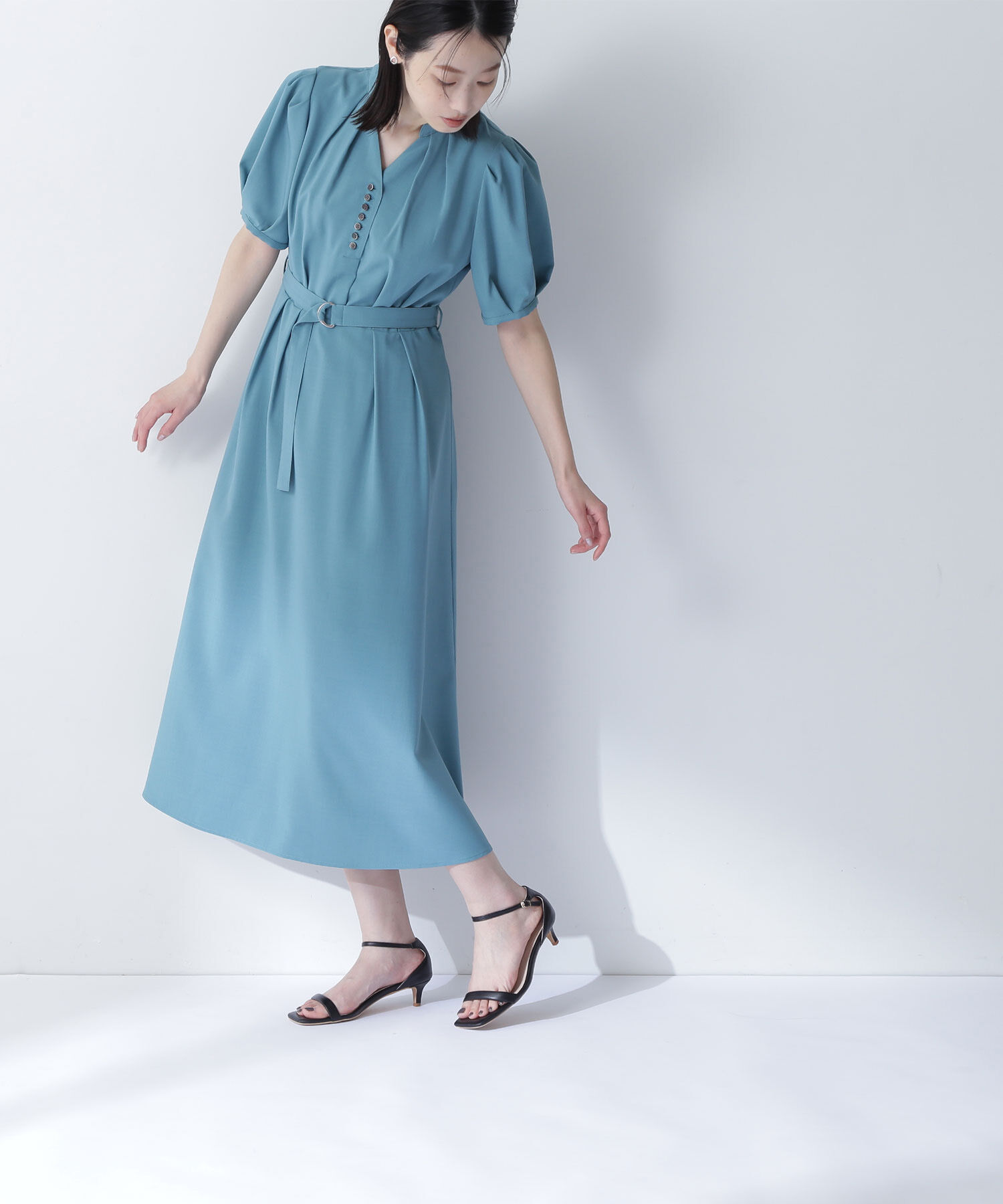  「リネンライクベルテッドワンピース」|ワンピース|