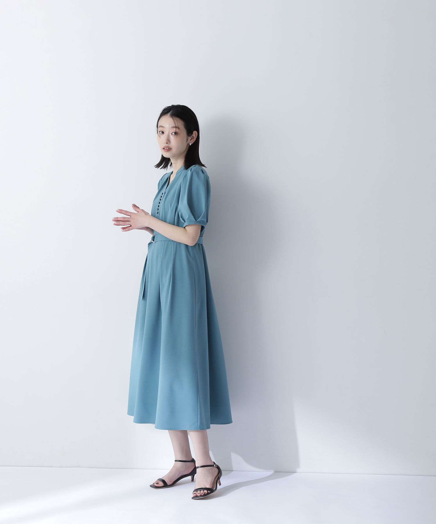  「リネンライクベルテッドワンピース」|ワンピース|