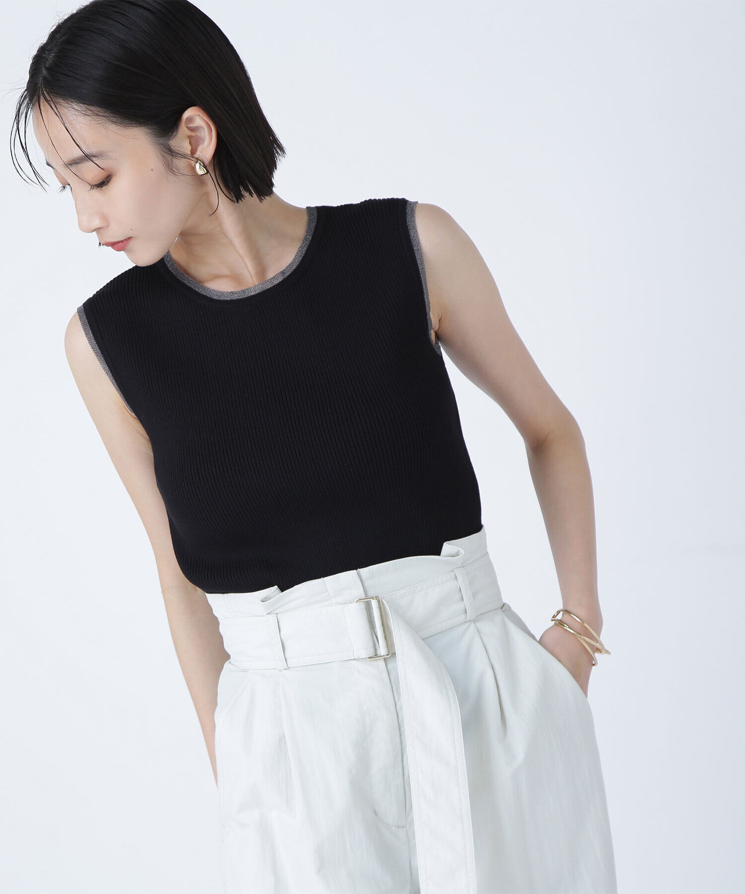  「シアートリミングリブニット」|ニット・セーター|クロ