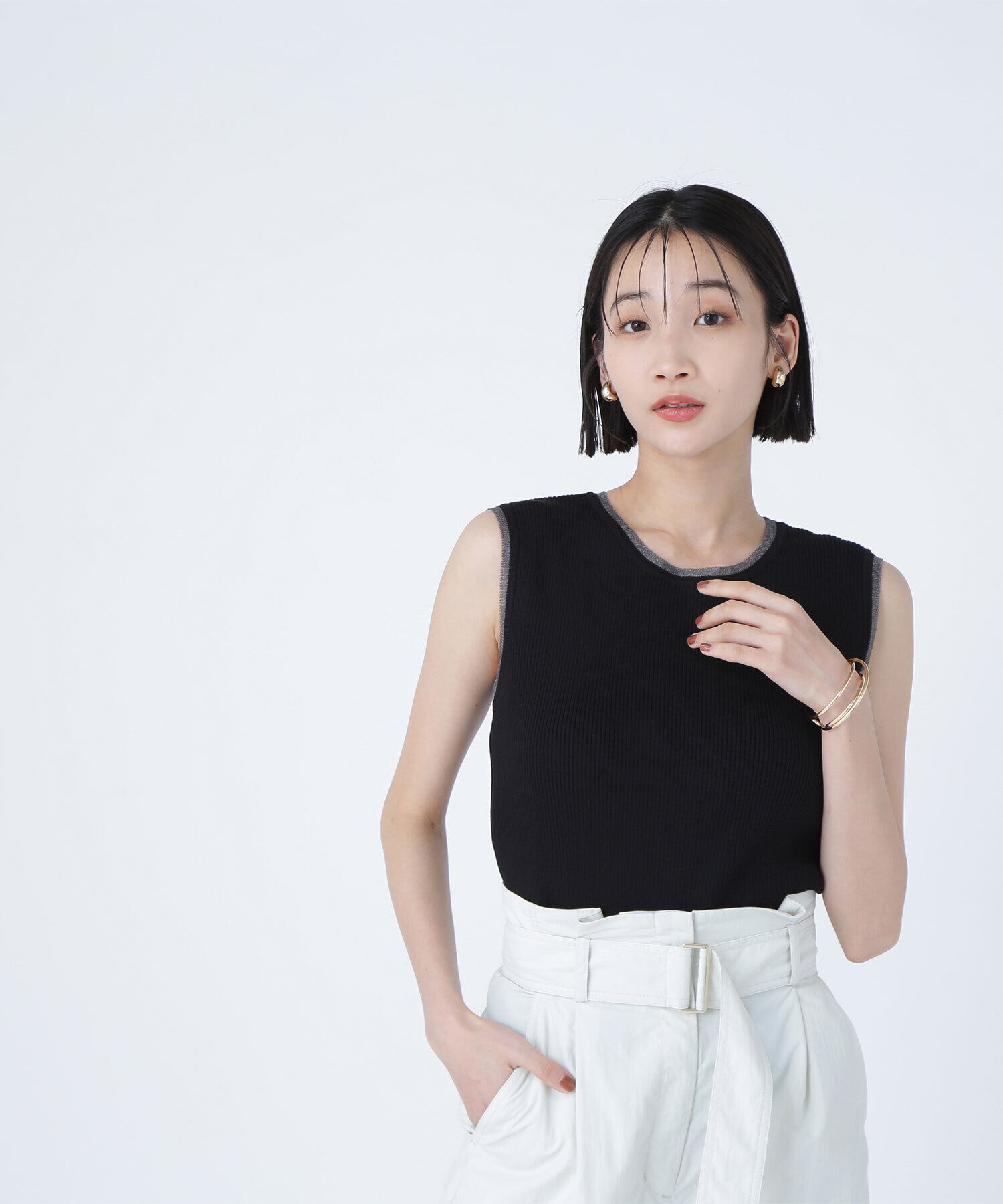  「シアートリミングリブニット」|ニット・セーター|