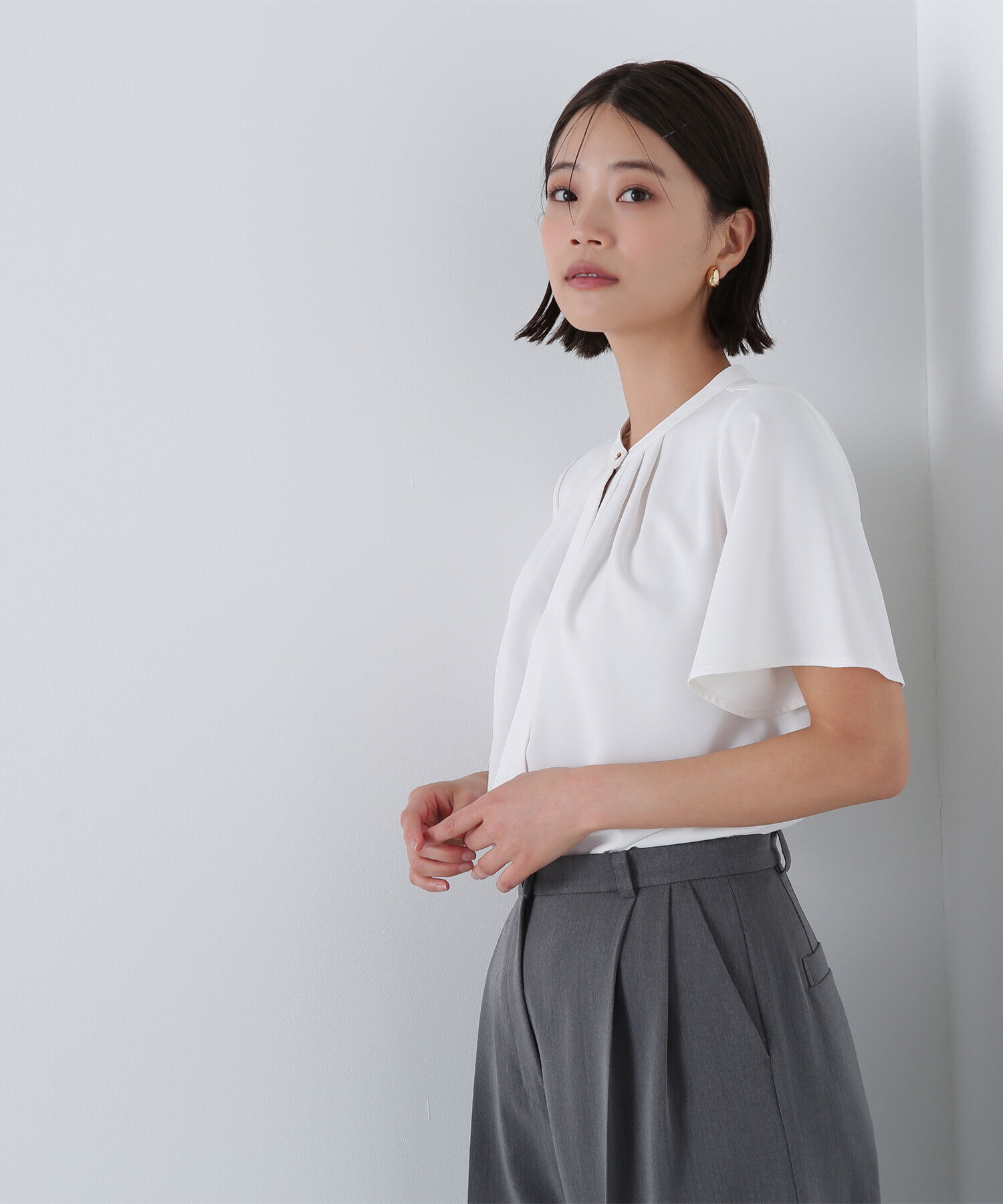  「フロントタックフレアスリーブブラウス」|シャツ・ブラウス|