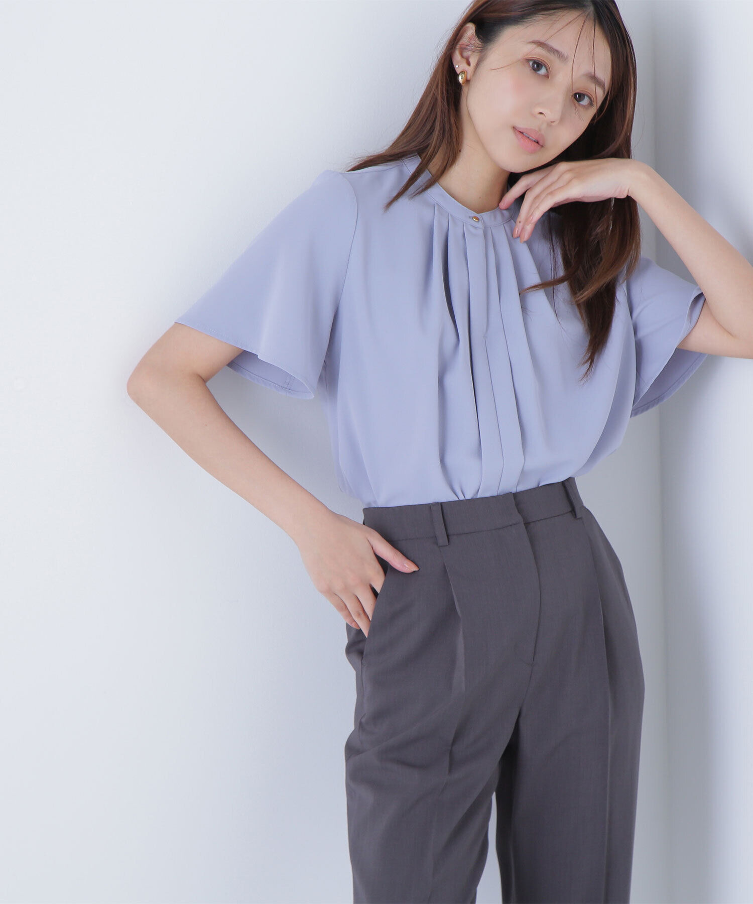  「フロントタックフレアスリーブブラウス」|シャツ・ブラウス|