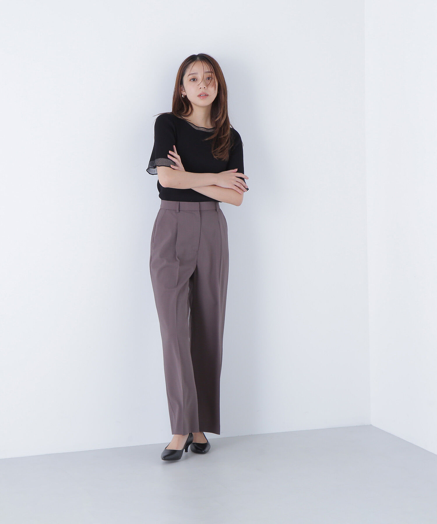  「シアー切替リブニット」|ニット・セーター|